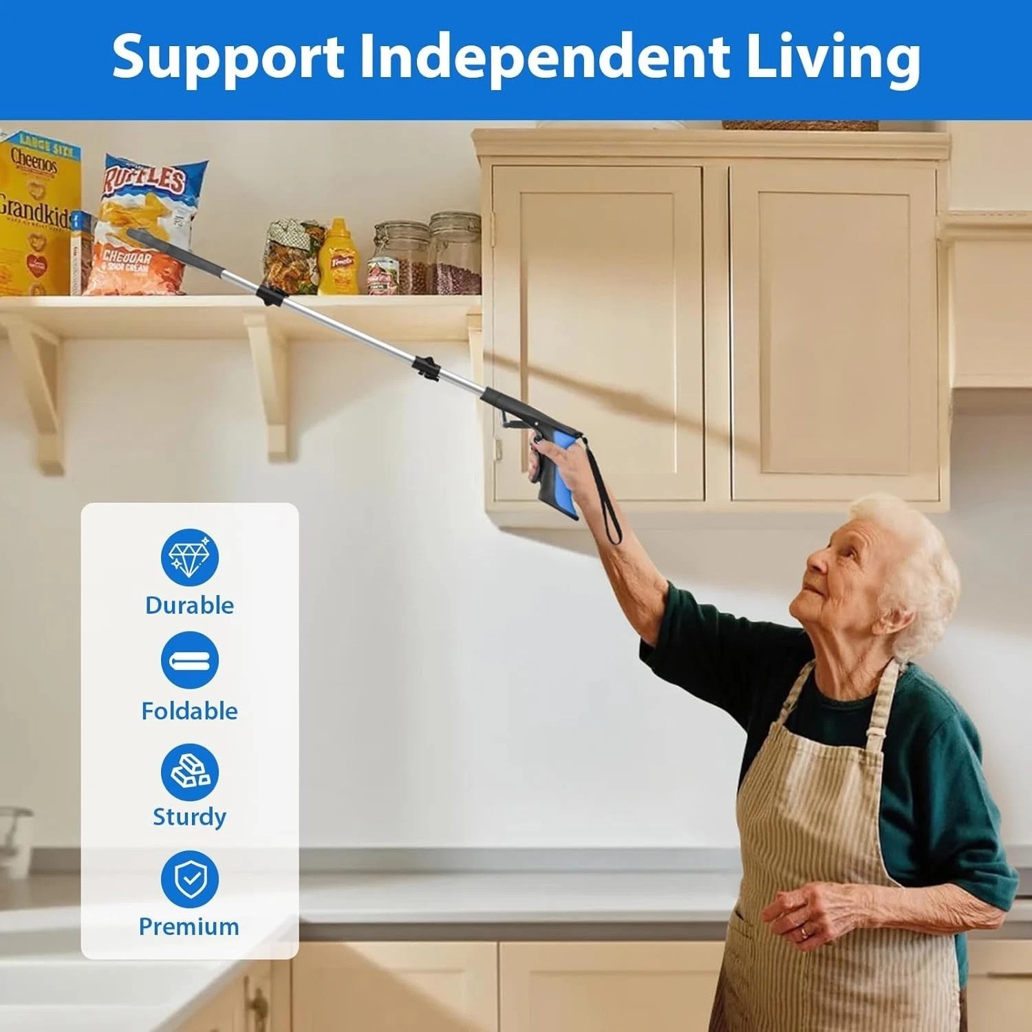 Ergonomic 36-Inch Grabber Tool for Limited Mobility - Foldable & Adjustable