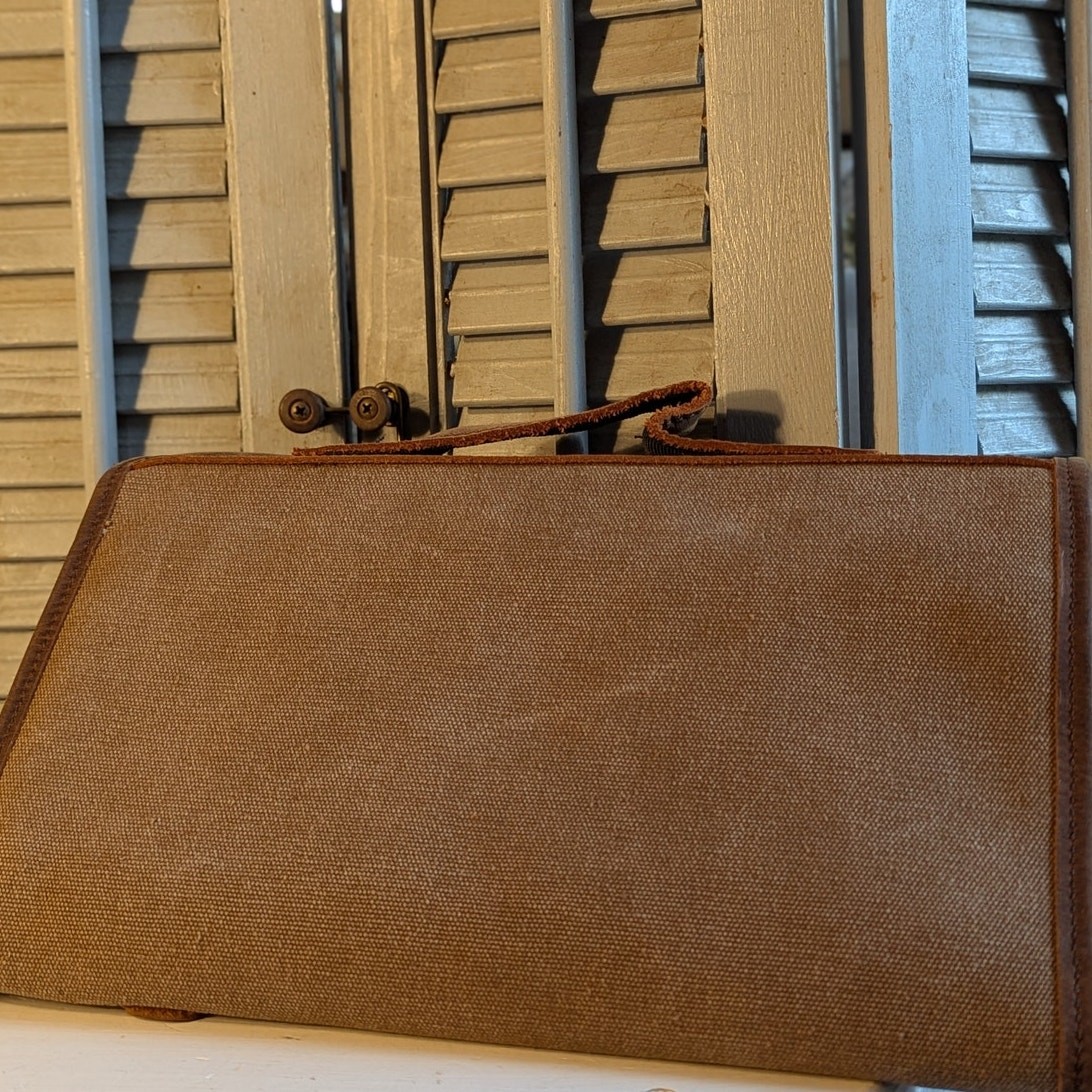 S-Zone brown leather and waxed canvas toiletry organizer