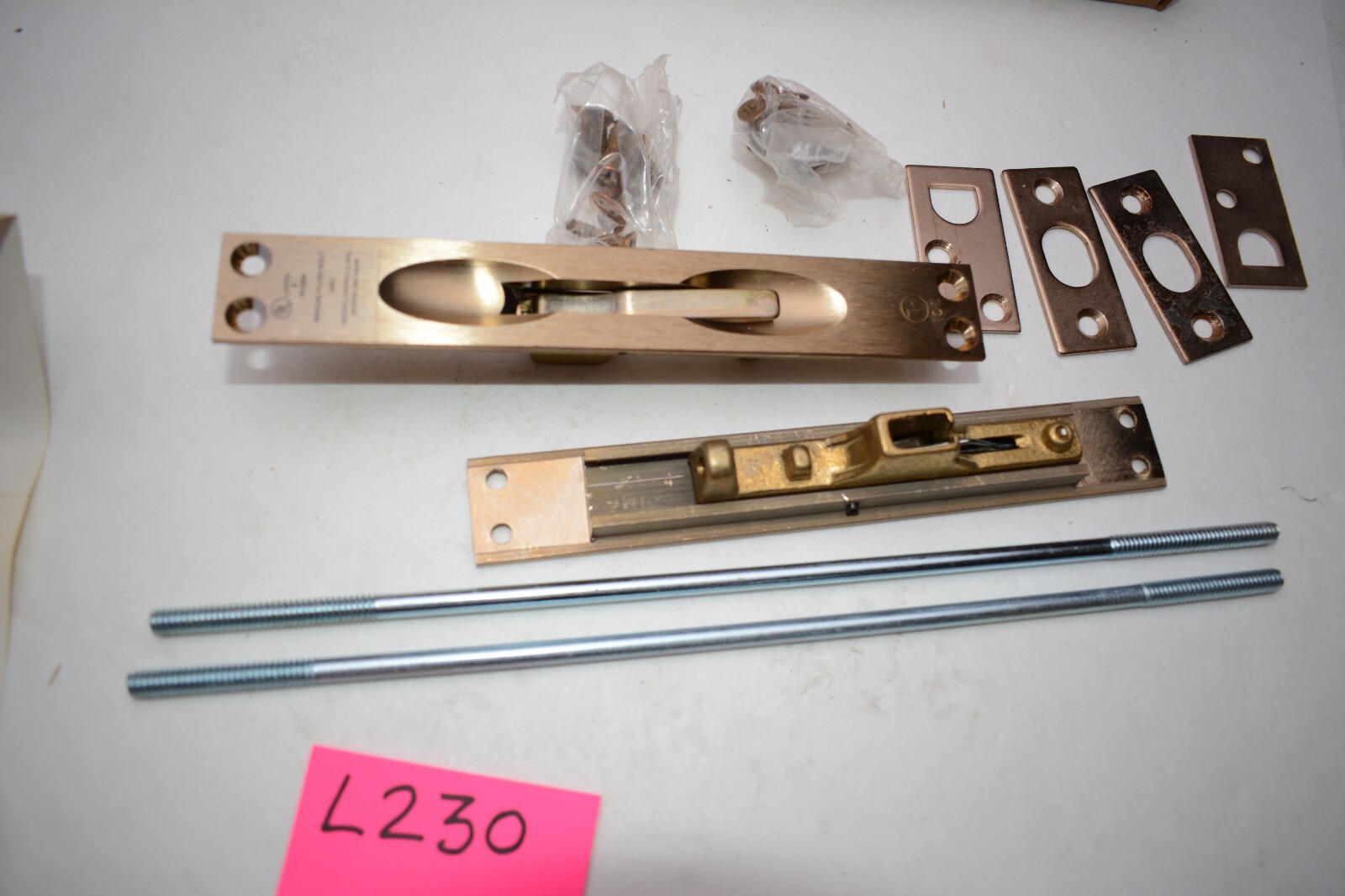 2 pc T-780 Manual Flush Bolt Polished Brass Assembly door controls internationa