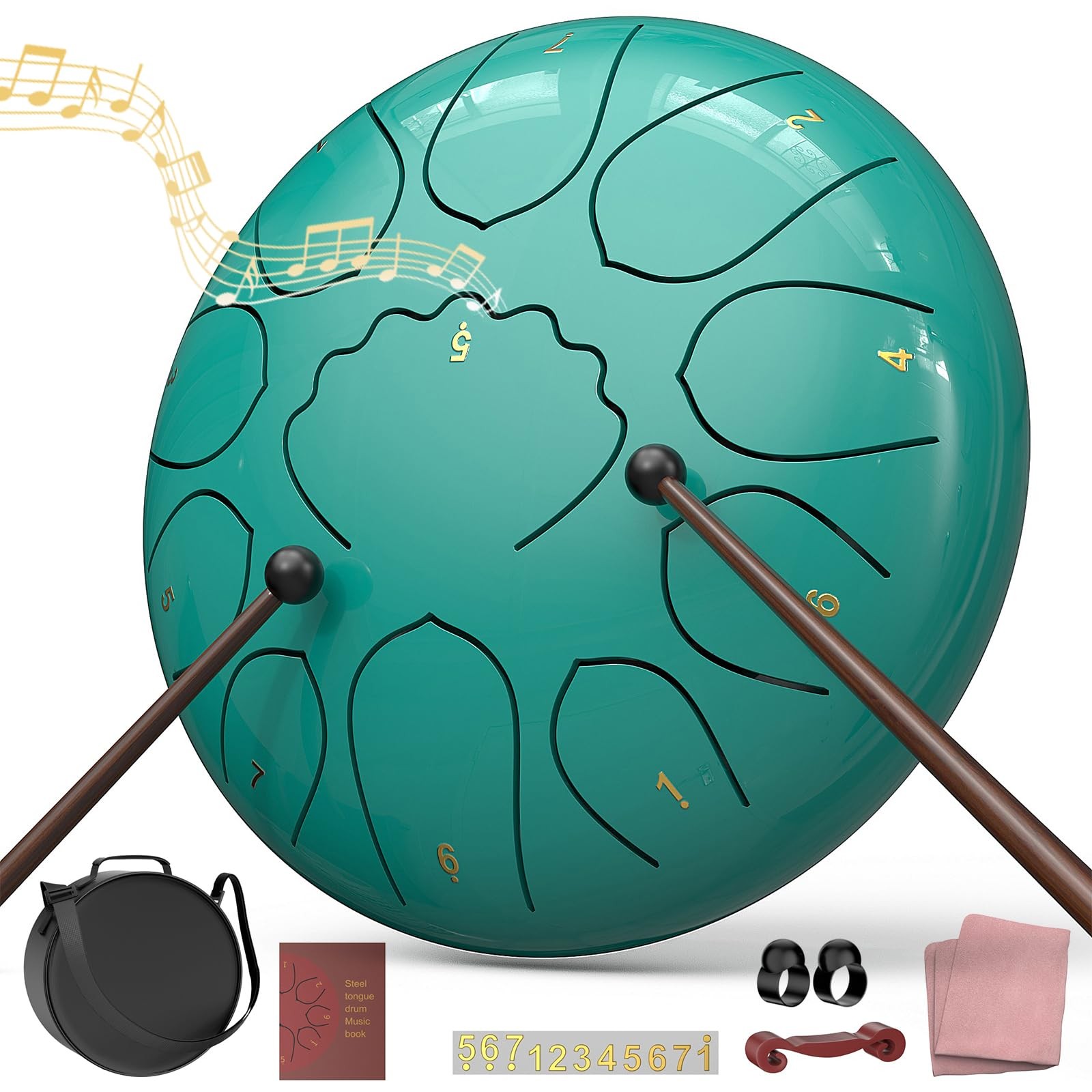 Rain Drum for Outside Garden, 8 Inches 11 Notes Steel 8 Inches, Lake Blue