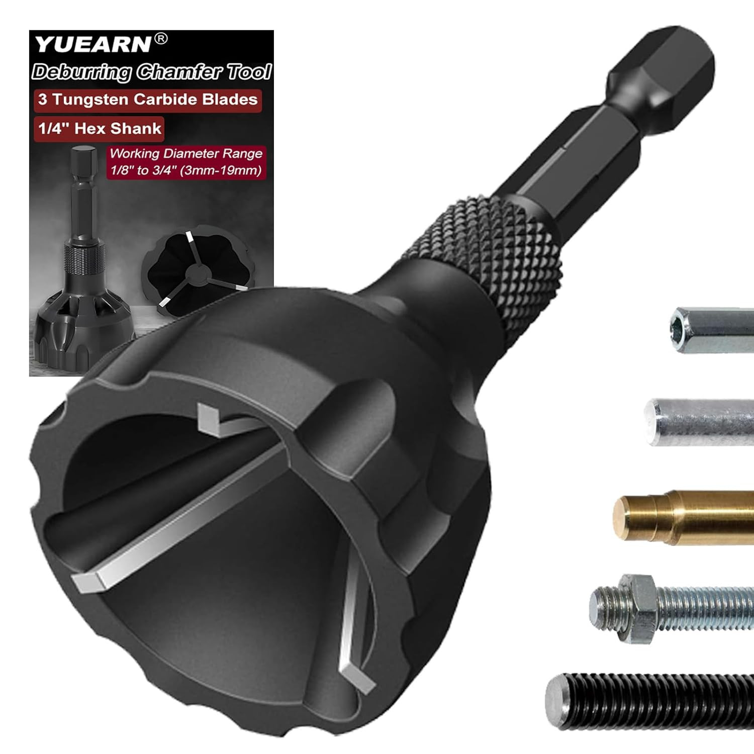 Deburring External Chamfer Tool with Tungsten Carbide Blade, Remove Burrs