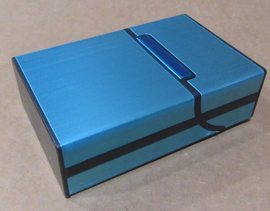 Cigarette Box, Blue Aluminum Plastic Acrylic , 20 Cigarette Size Case
