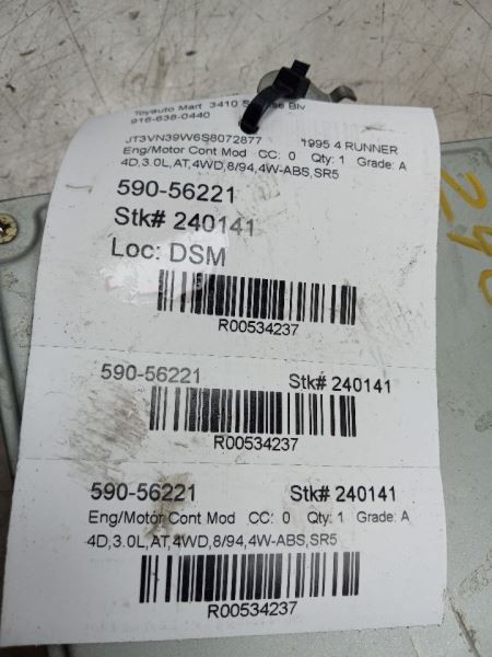 93-95 TOYOTA 4RUNNER 3.0L 4WD AT ENGINE ELECTRONIC CONTROL MODULE ECM