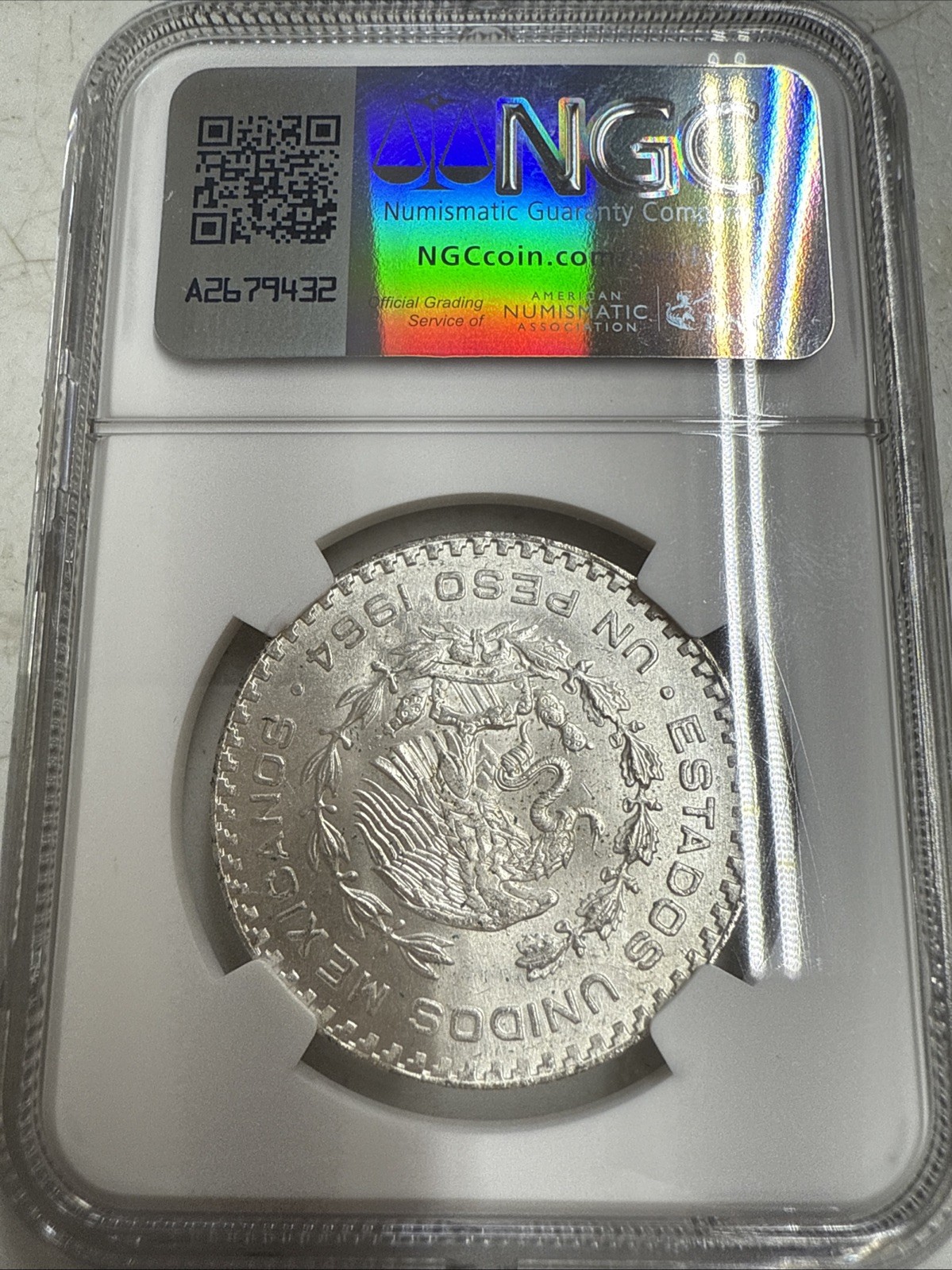 1964Mo Mexico Peso MS 64 Graded Coin