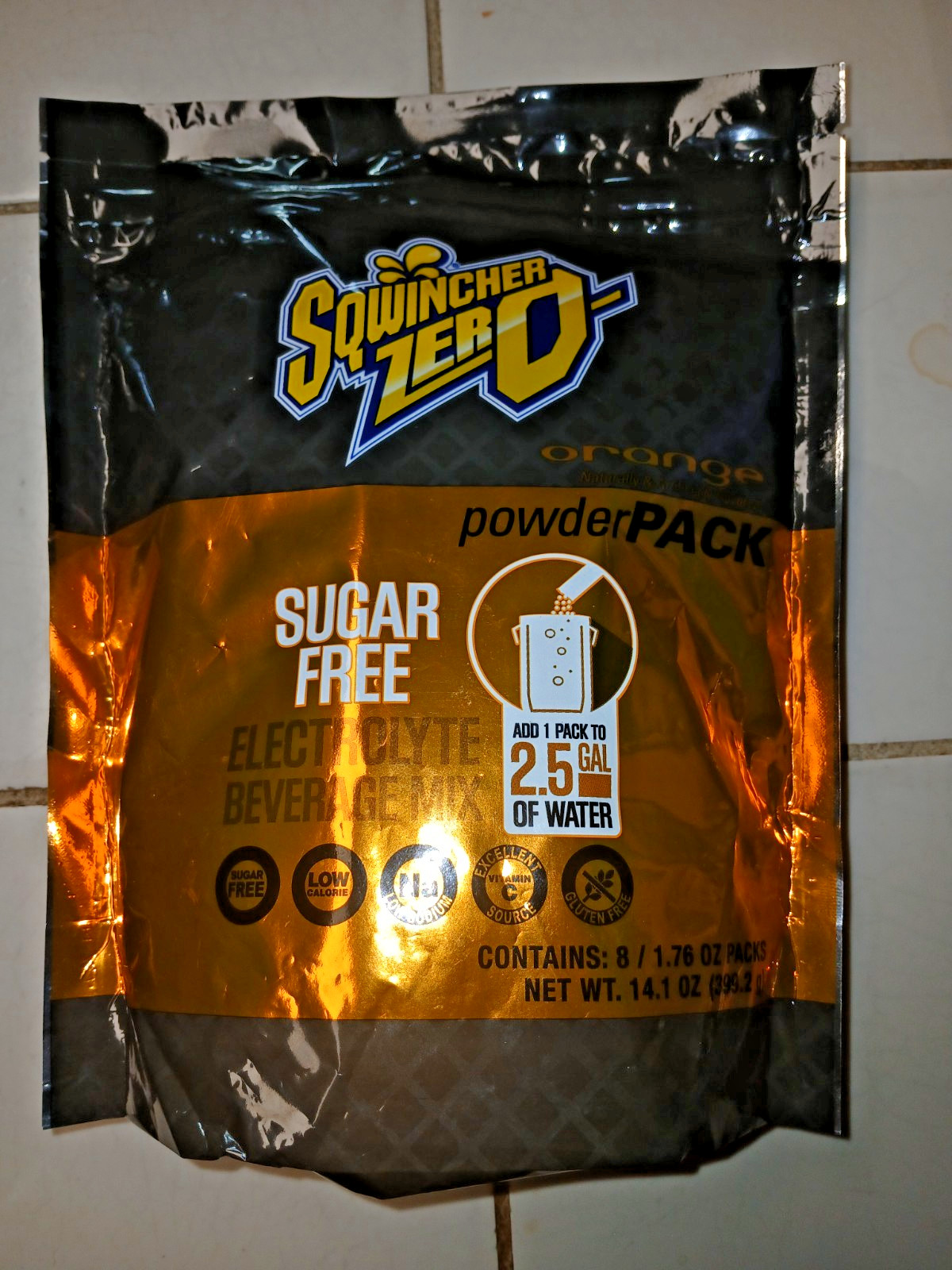 Sqwincher Powder Electrolyte Drink Mix  Makes 2.5 Gallons each Packet orange