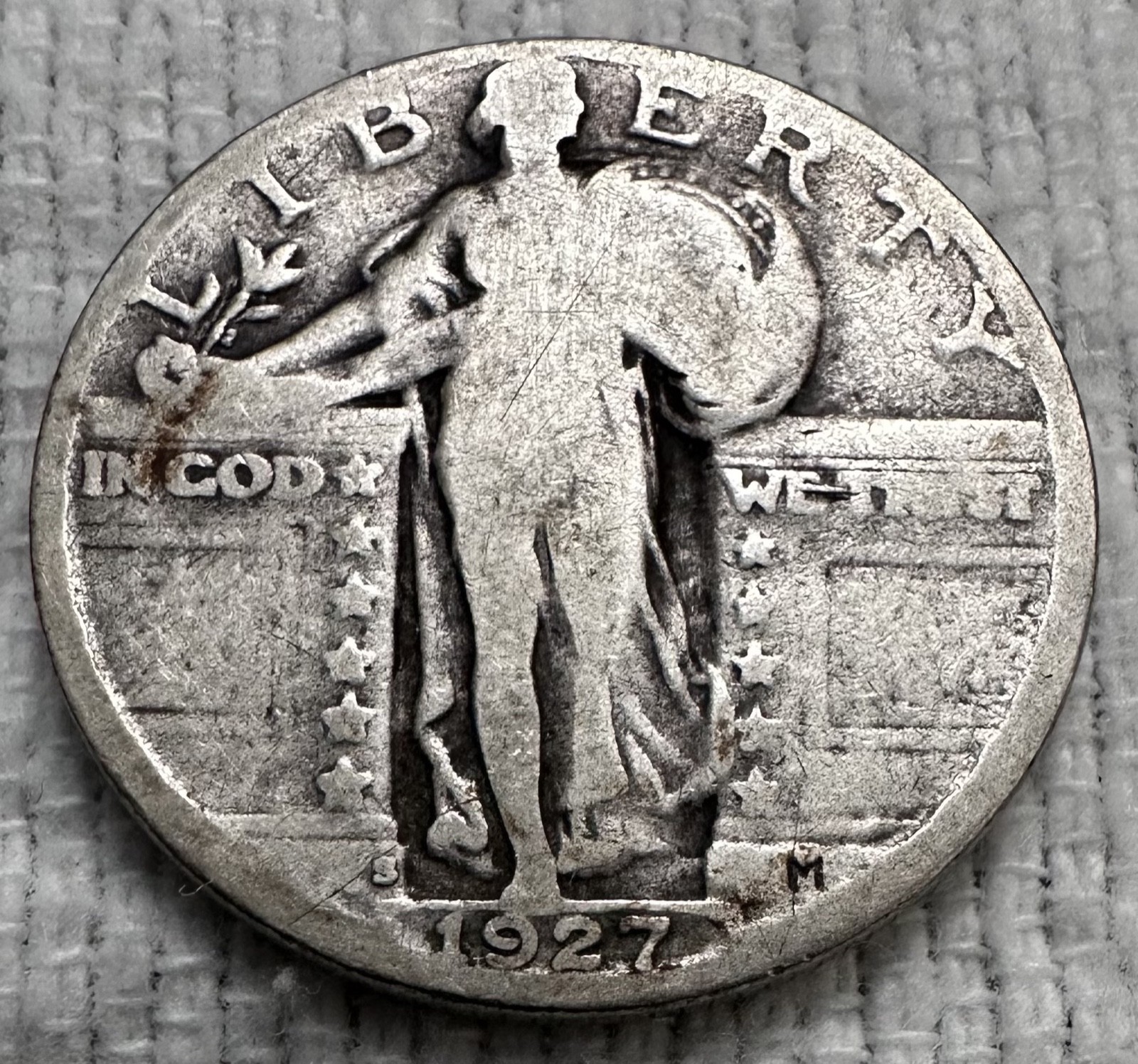 1927 S Standing Liberty Quarter 90% Silver - Key Date