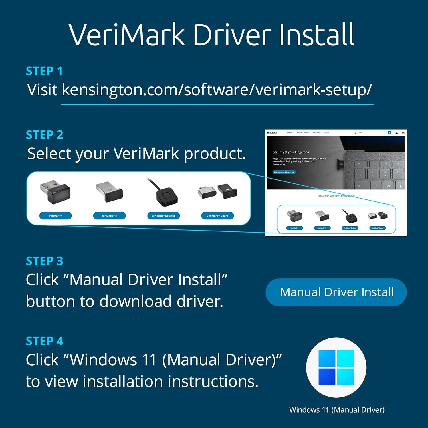Kensington VeriMark Fingerprint Key | Windows Hello USB-A Version