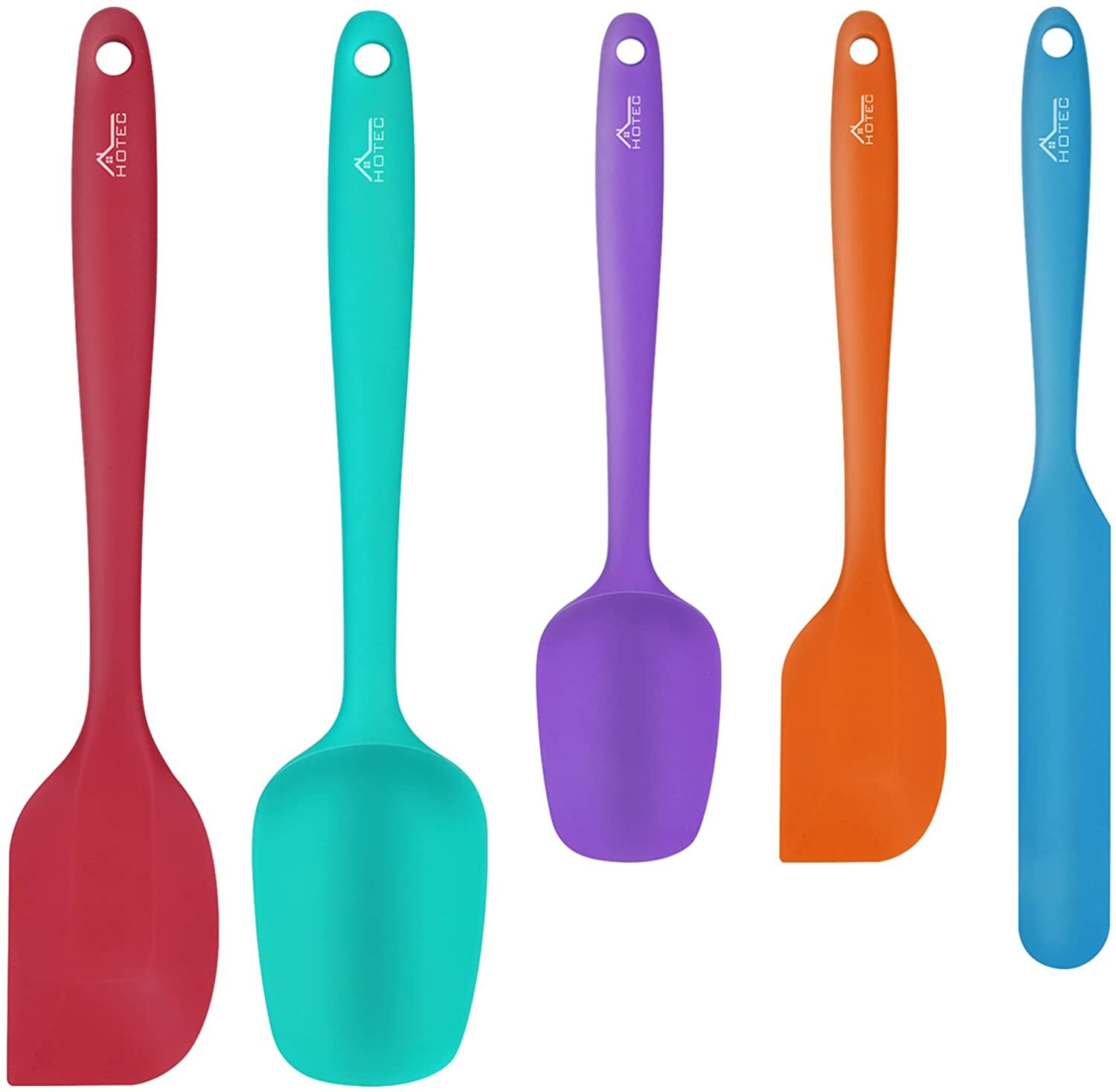 HOTEC Multicolor  Food Grade Silicone Rubber Spatula Set Kitchen Utensils for