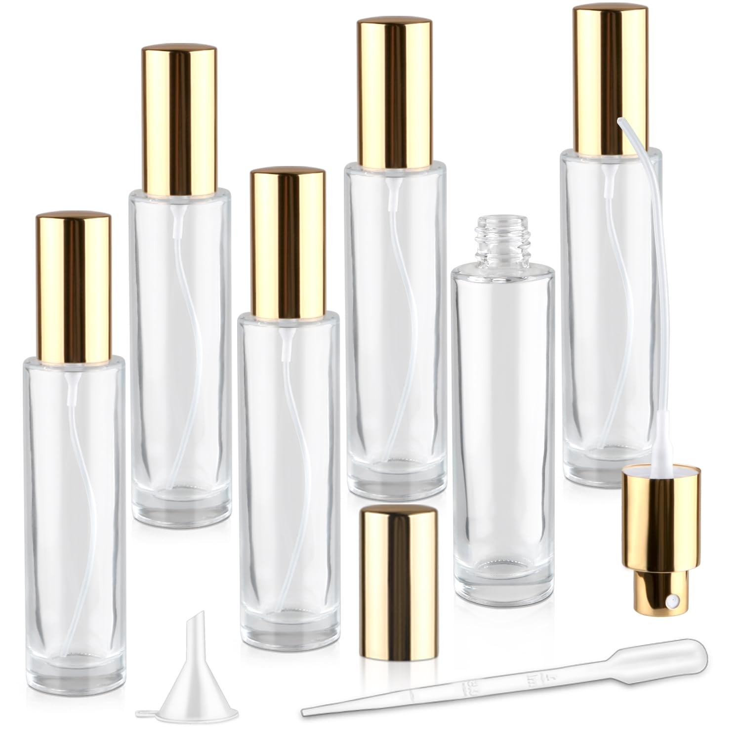 Mirrline 6 Pcs 50ml/1.7oz Glass Spray Bottle Refillable Perfume Bottles with ...