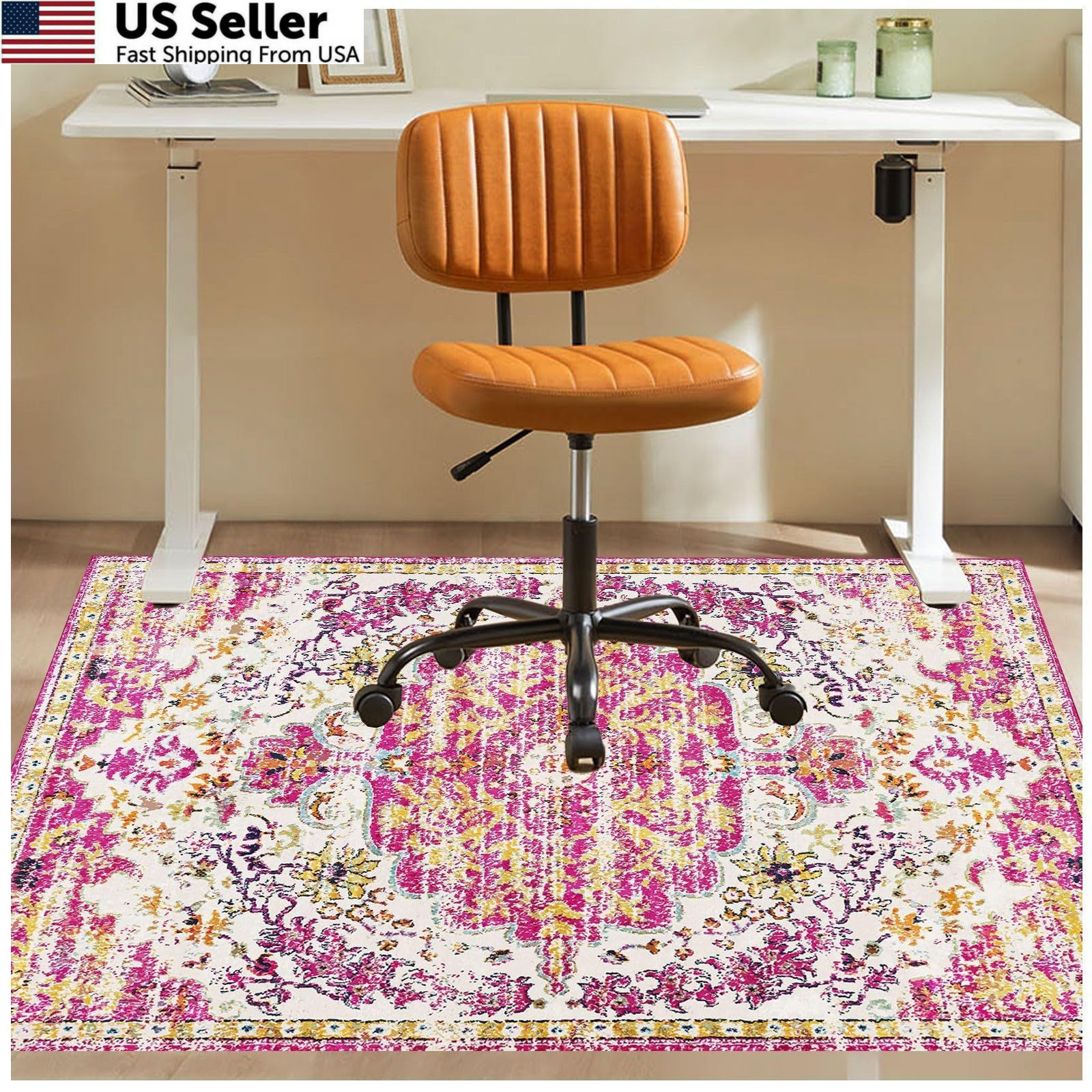 Office Chair Mat for Hardwood Floor, 36"x48" Anti-Slip Desk 36"x48", Pink