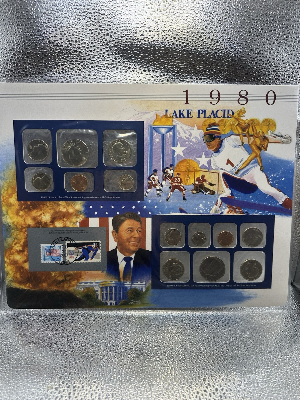 1980 P,D,S 13 coin U. S. BU Postal Commemorative Society Coin and stamp Mint Set