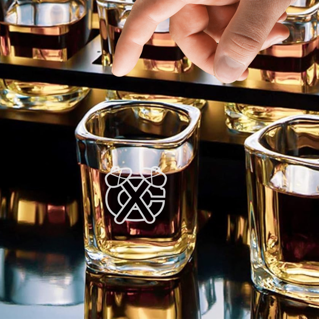 Custom Engraved Chicago Blackhawks Shot Glass – 2.2 oz Square Shot Glass New