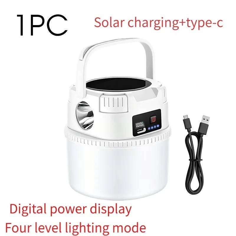 Solar Rechargeable LED Camping Lantern USB Flashlight Emergency Tent Light