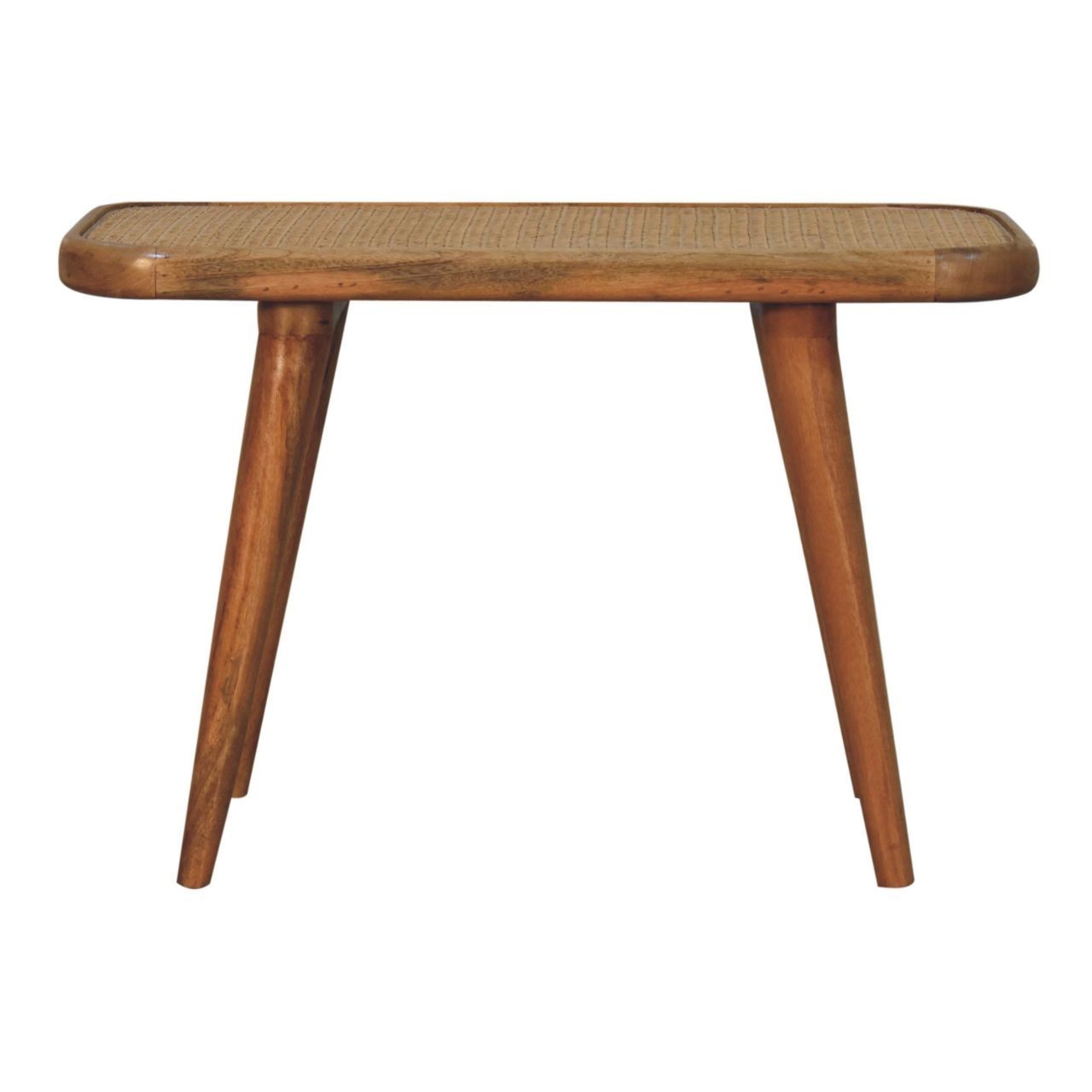 Handwoven Rattan & Solid Wood Bench