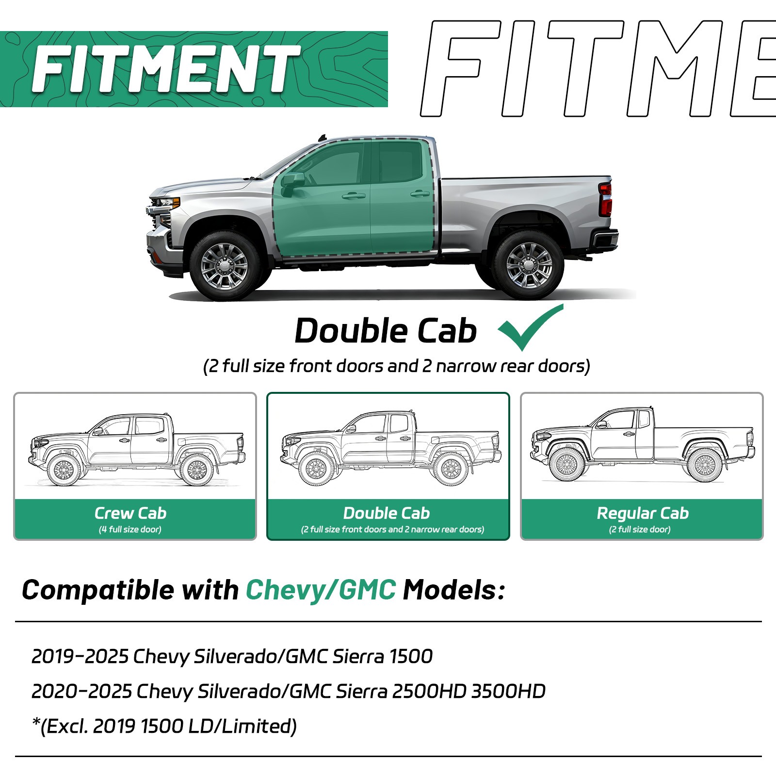 Running Board Side Step Nerf Bars For 2019-25 Chevy Silverado/Sierra Double Cab