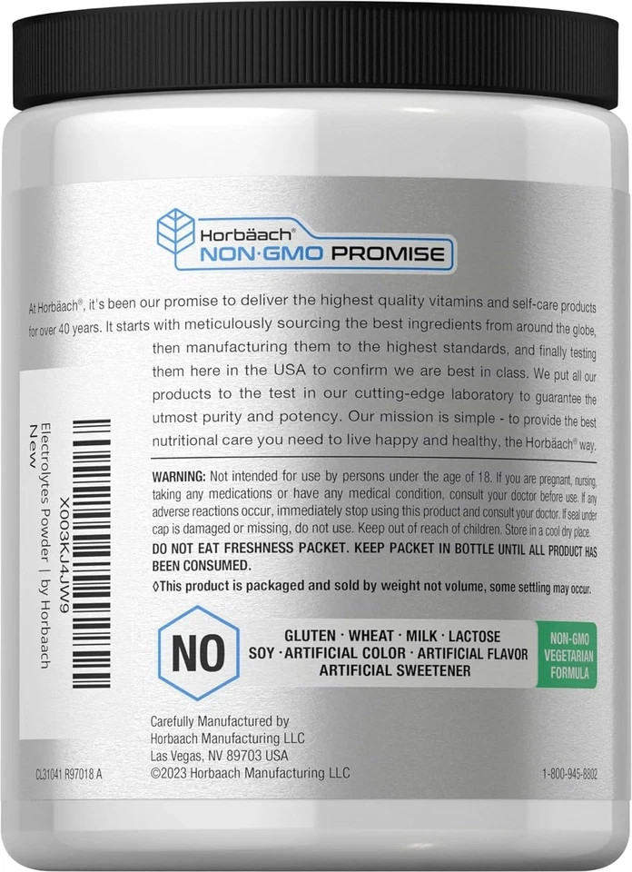 Horbäach Electrolytes Powder | 16 oz | 130 Servings | Hydration Supplement |...