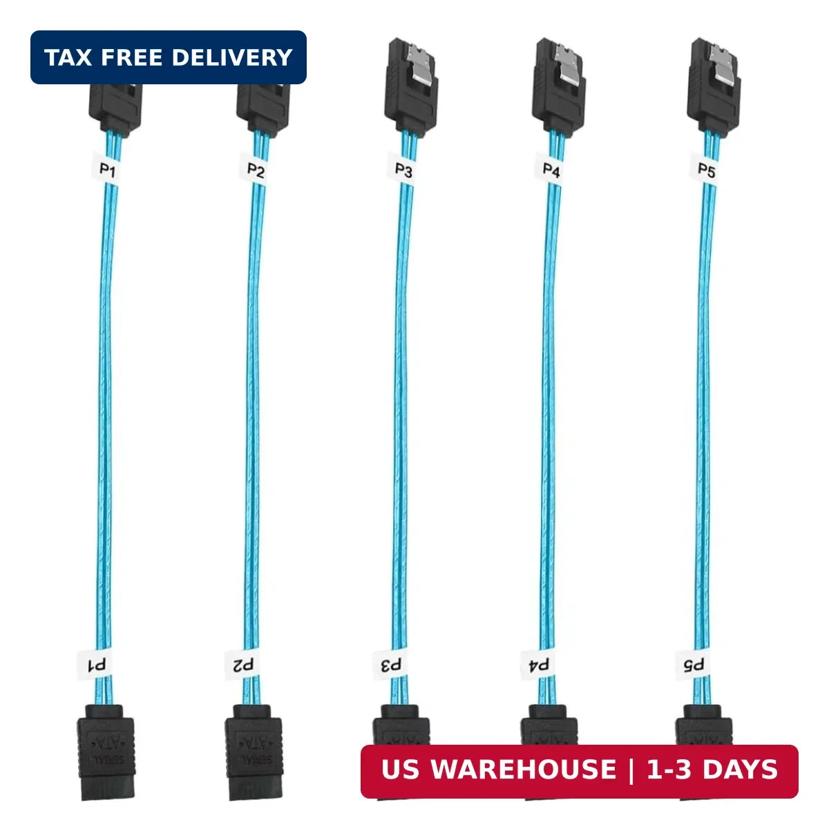 ADCAUDX 5Pack SATA III Cable:8 inch Short-SATA Cable Thin 0.2M, Straight Flexibl