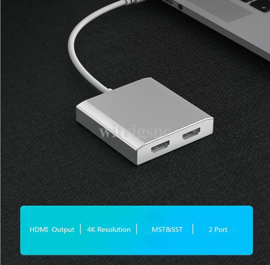 Display port to Dual HDMI Adapter 4K Monitors Extended Display Laptop Desktop