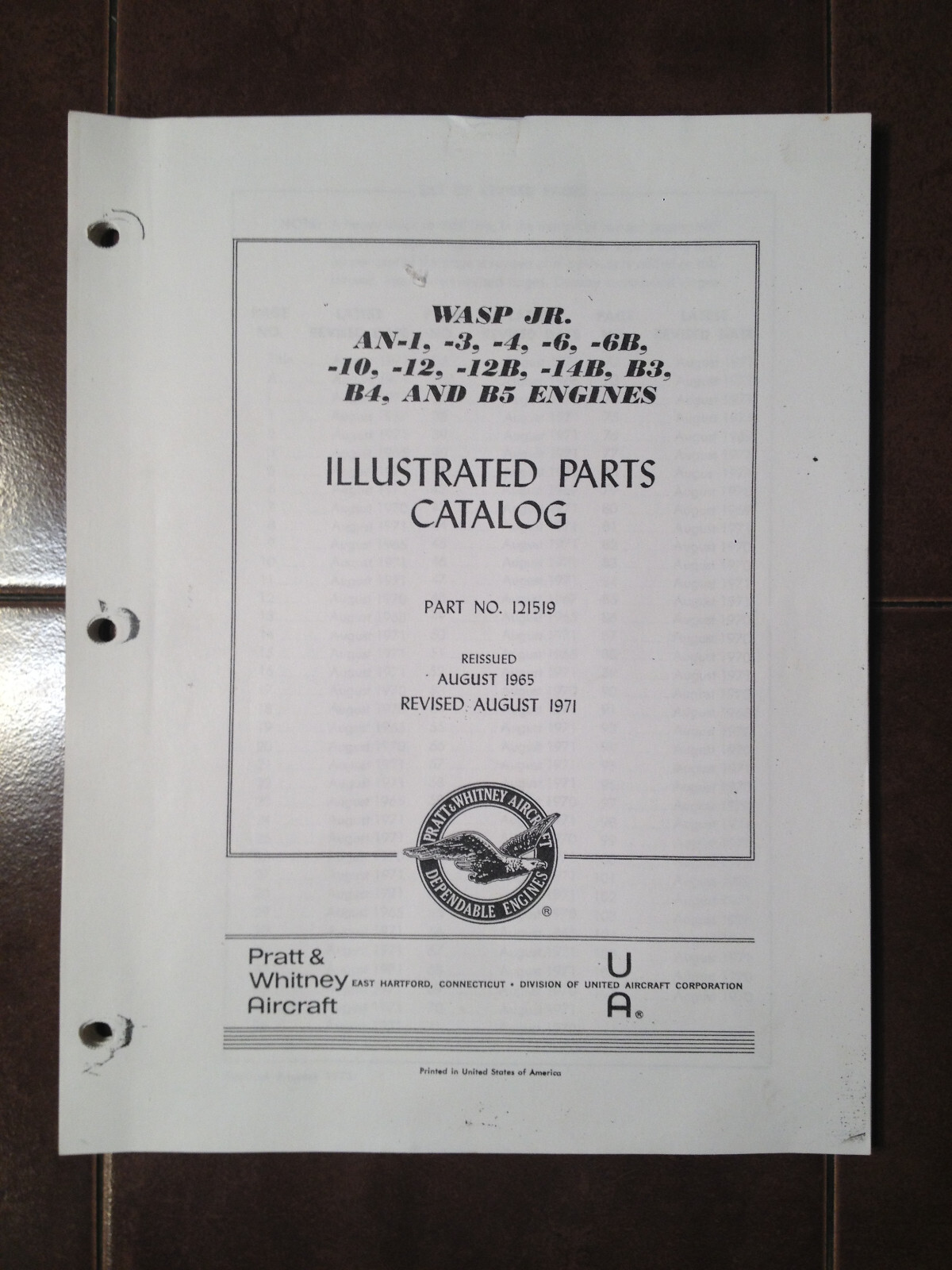 P&W, R-985-AN-1, -3, -4, -6, -6B, -10, -12, -12B, 14B, B3, B4, -B5 Parts Manual