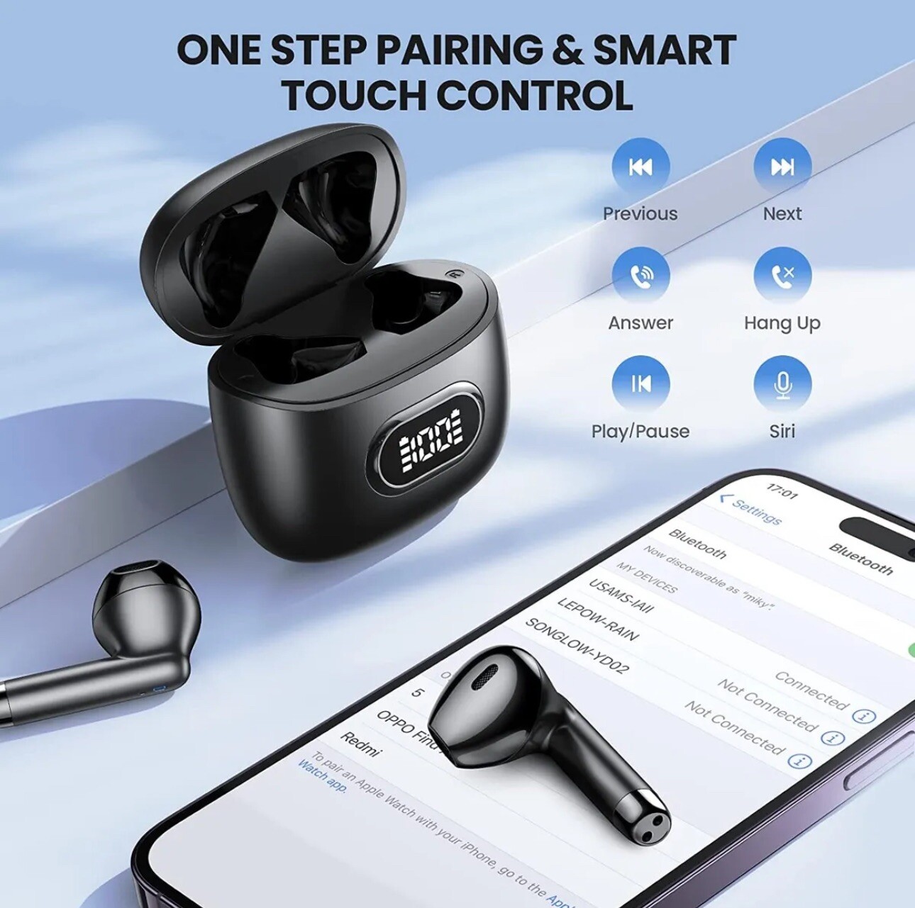 Wireless Headphones TWS Earbuds Bluetooth Stereo Headset for iPhone 15 Pro