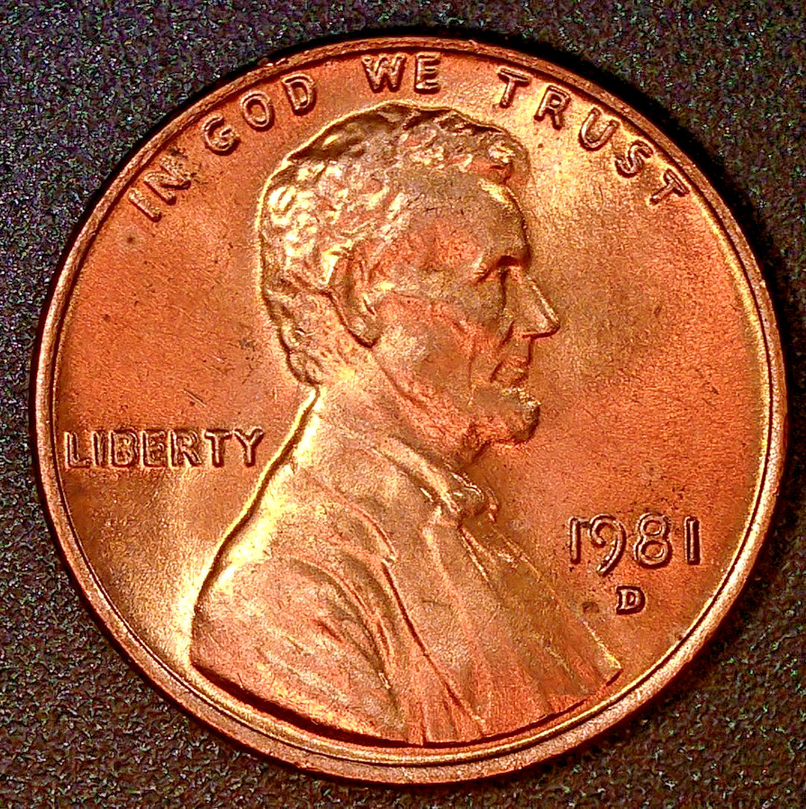 1981 D Copper Lincoln Penny Cent  3.1 Gram Red Brilliant Uncirculated Denver