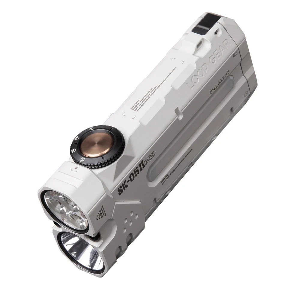 EDC Flashlight SK05 Pro 2 5000LM Rechargeable LED Spotlight White LOOP GEAR Flat