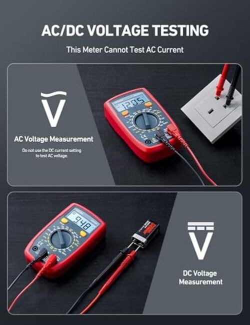 Digital Multimeter Tester 2000 Counts with DC AC Voltmeter and Ohm Volt Blue