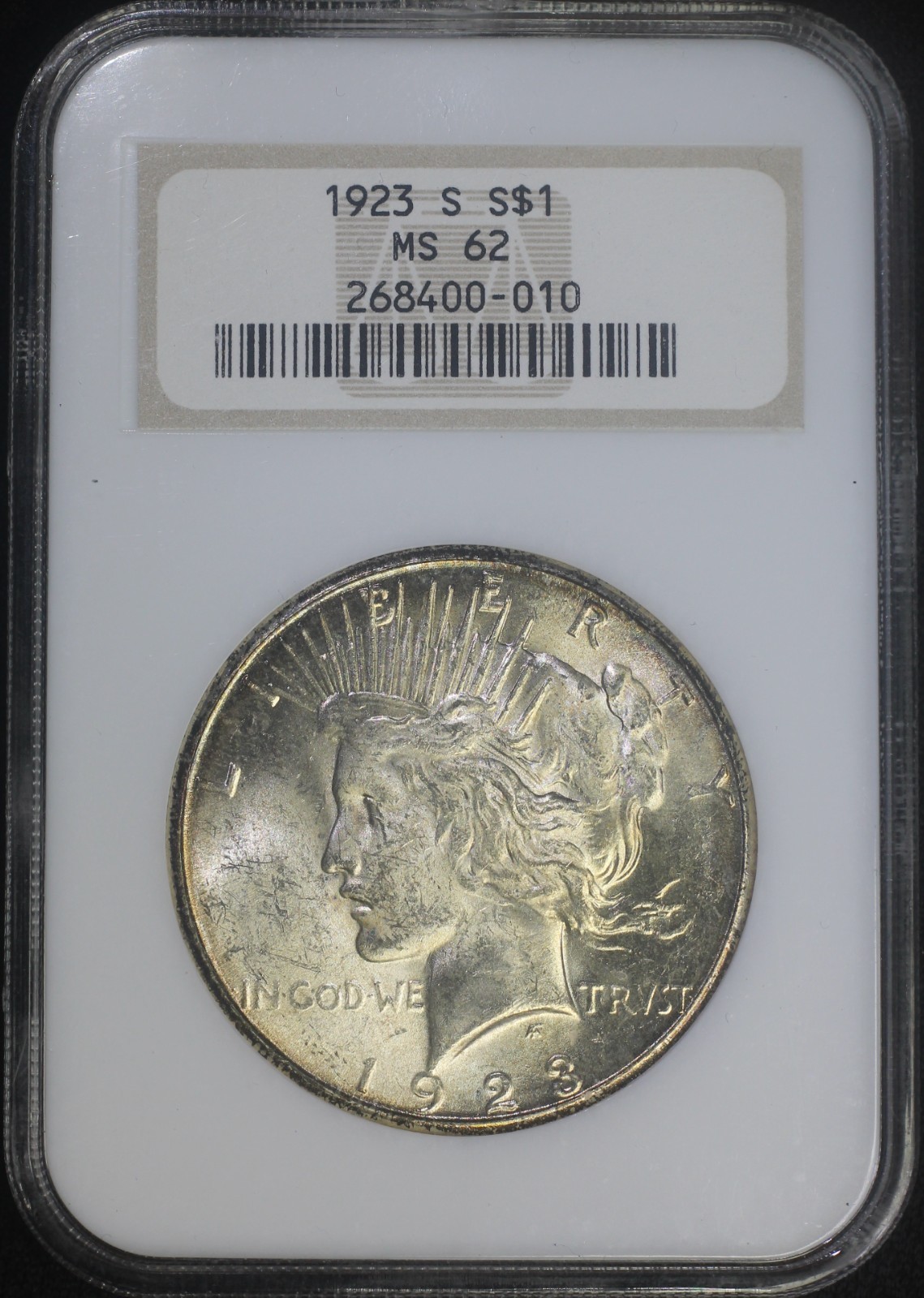 1923 S Peace Silver Dollar NGC MS62 Lustrous Coin Old Fatty Holder