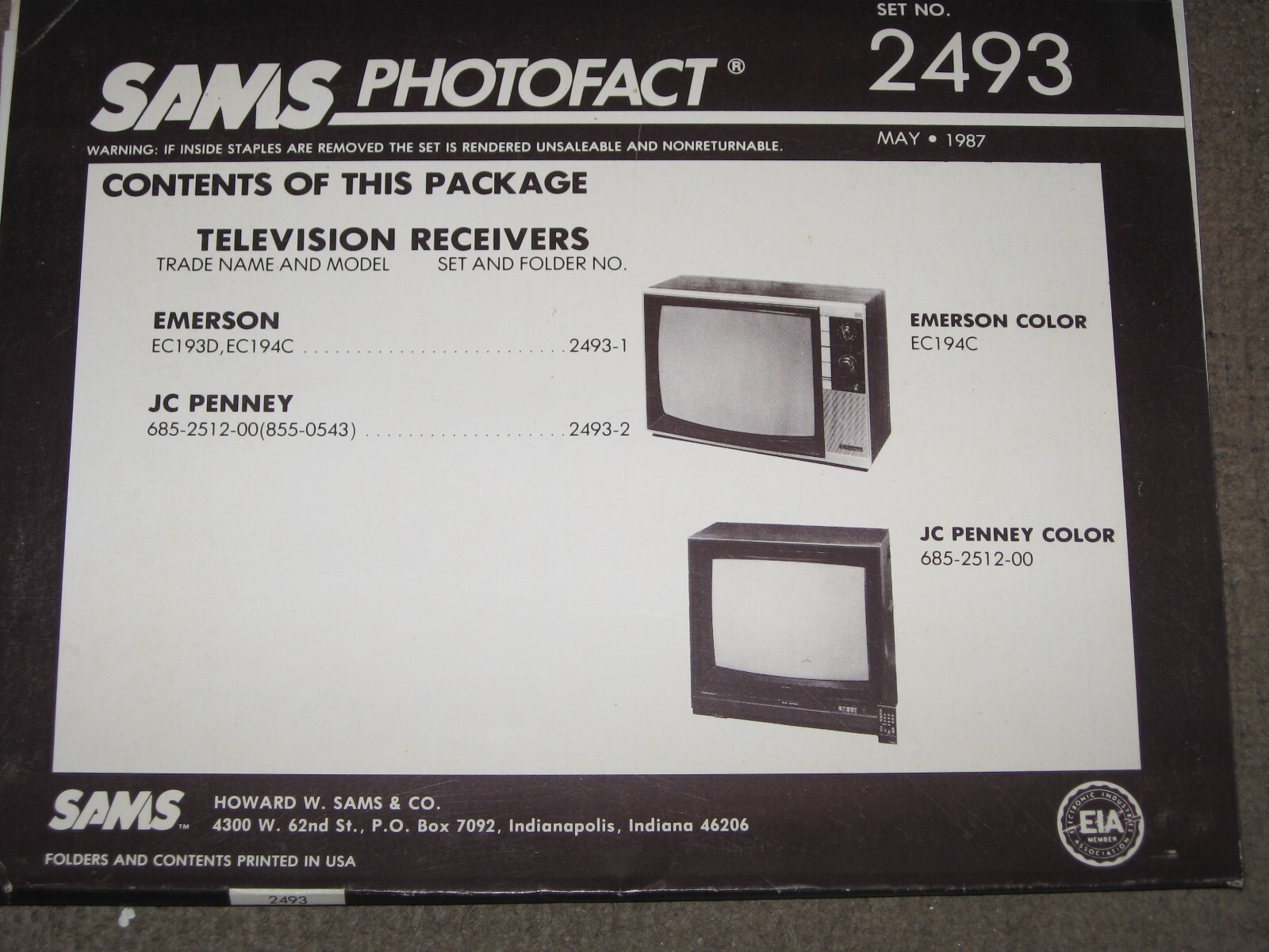 SAMS Photofact Manual Set for TV & Radio # 2493