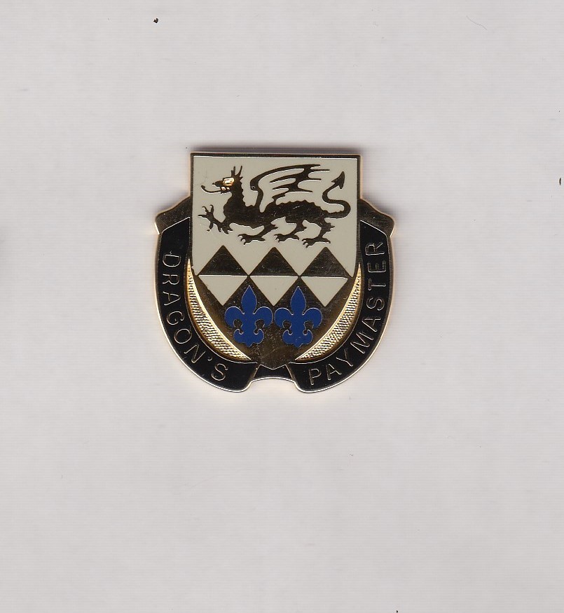 US Army 107th Finance Battalion crest DUI badge cb clutchback D-22