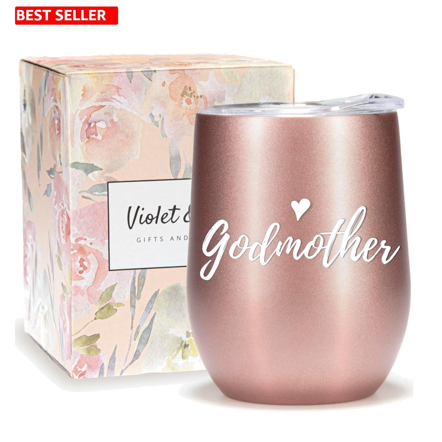 Heartwarming Godmother 12oz Wine Tumbler - Insulated & Elegant Gift Boxed