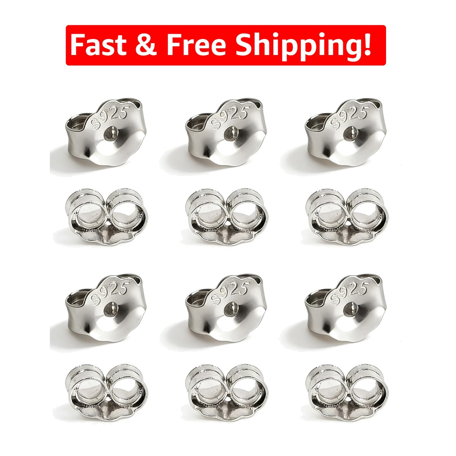 14K Gold Plated Earring Backs - 12 pcs Hypoallergenic for Sensitive Ears