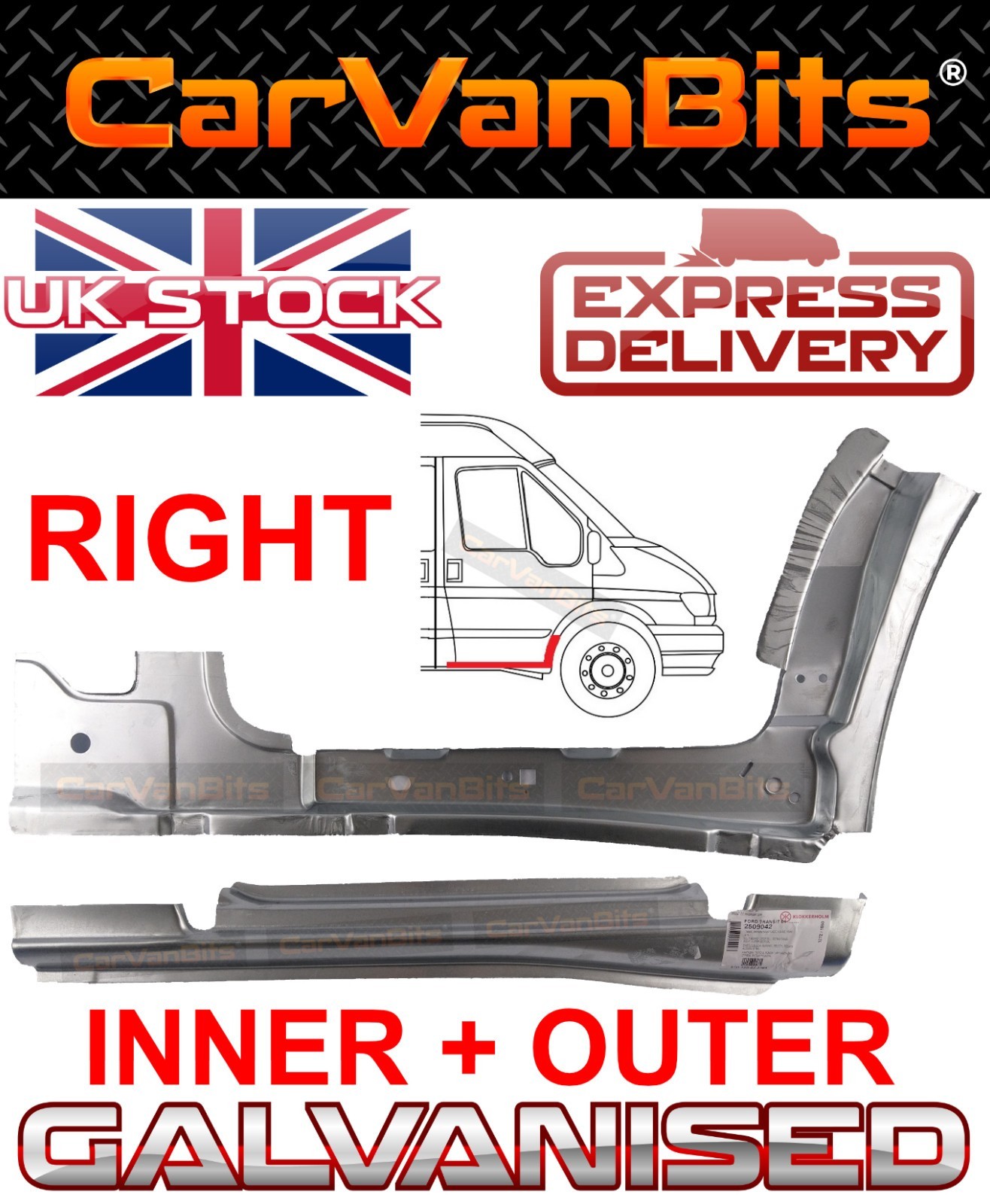 FOR FORD TRANSIT MK6 MK7 00-14 FRONT DOOR INNER OUTER SILL REPAIR PANEL RIGHT