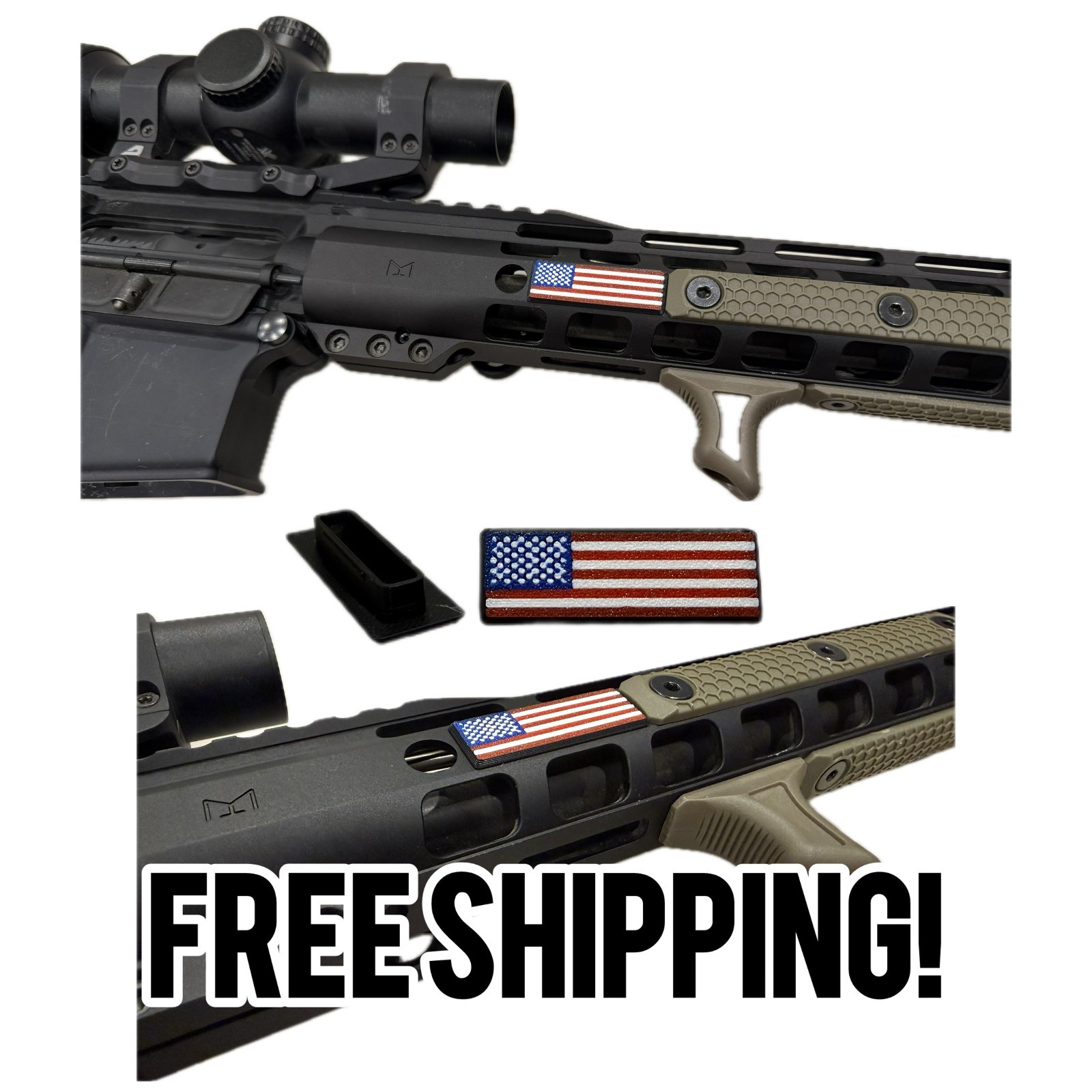 Snap-in M-LOK flag rail cover 3D Printed USA, TX,AZ,AL,CO,NM,TN, Thin Blue, MAGA