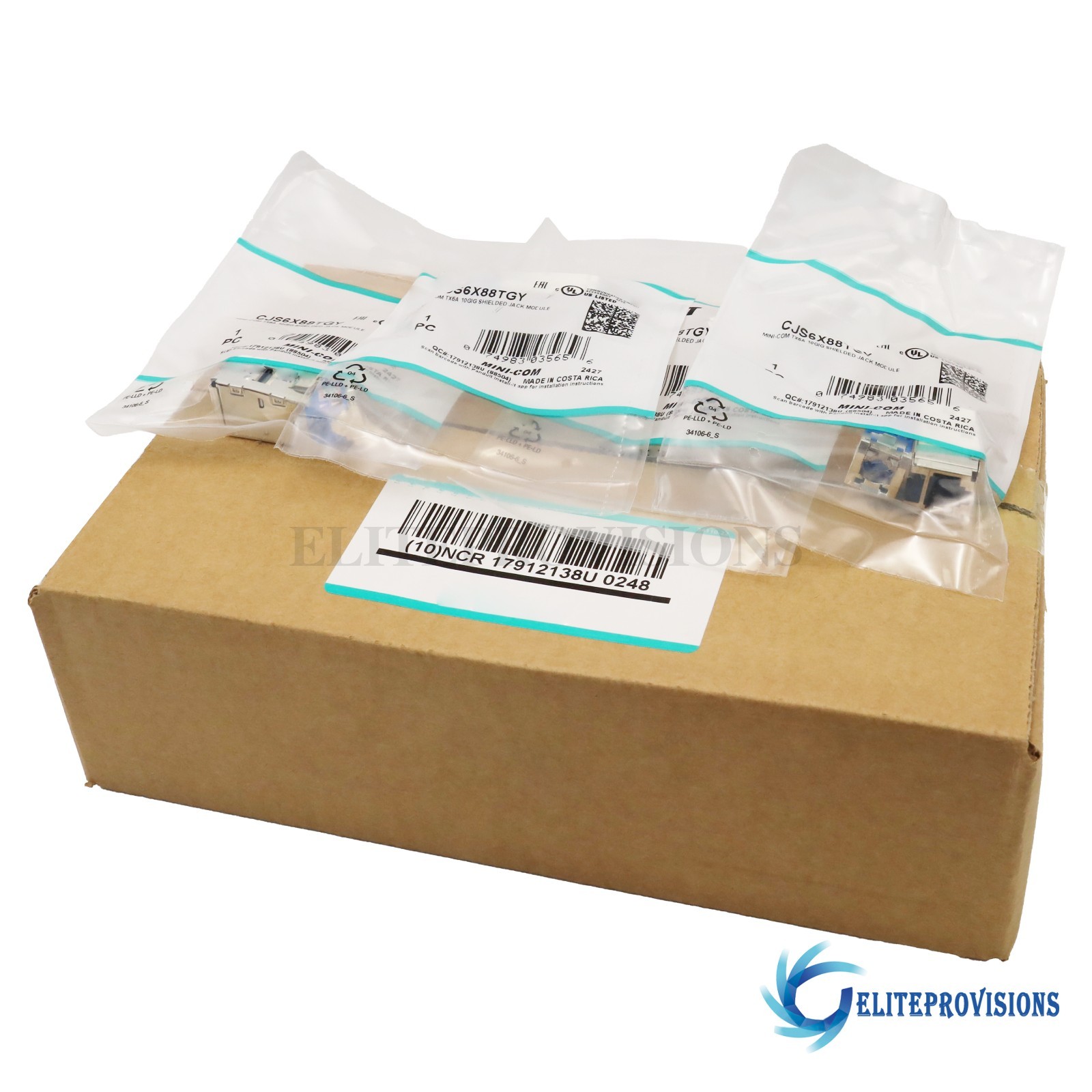 NEW 50PCS/Box Shielded Jack Module Fits For Mini-Com TX6A 10GIG CJS6X88TGY US