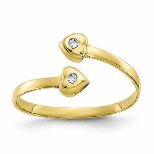 Heart Wedding Toe Ring 14K Yellow Gold Finish 0.10Ct Round Cut Simulated Diamond