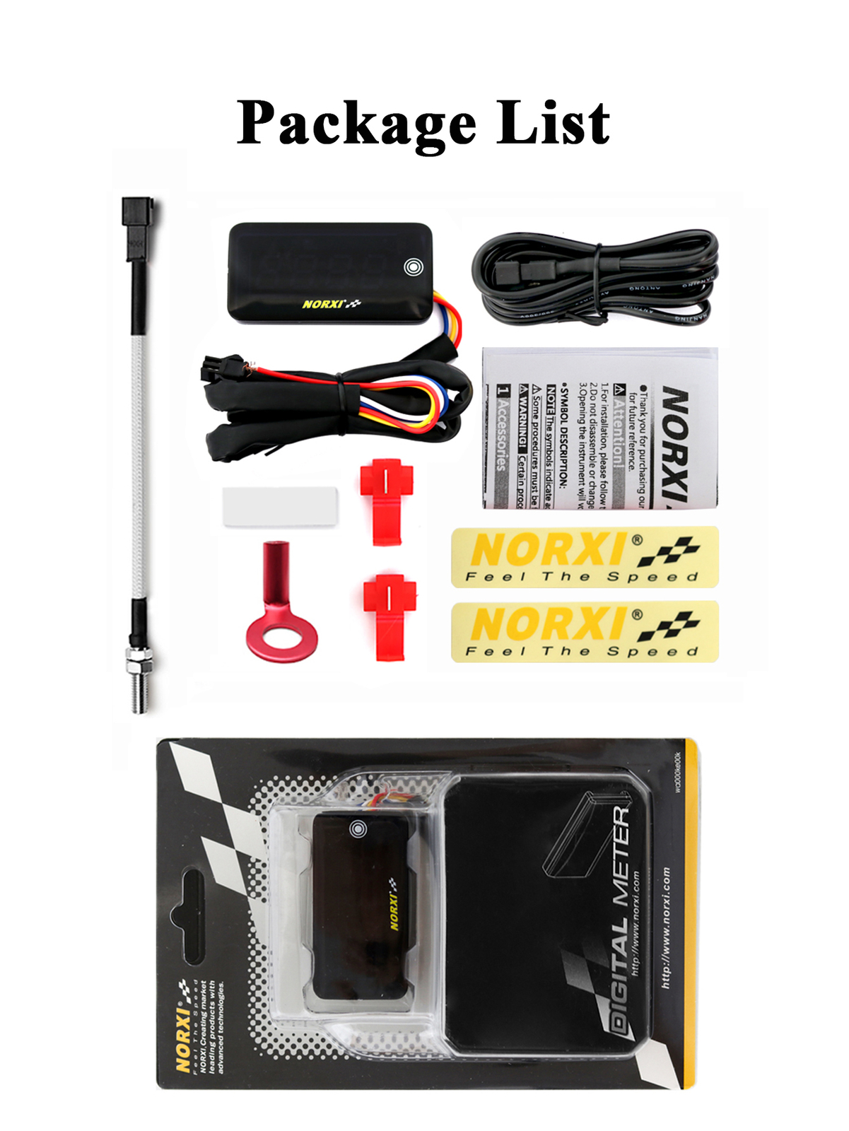 Motos 3 in 1 Engine temperature Volt Time Time LED Display Norxi Automatic