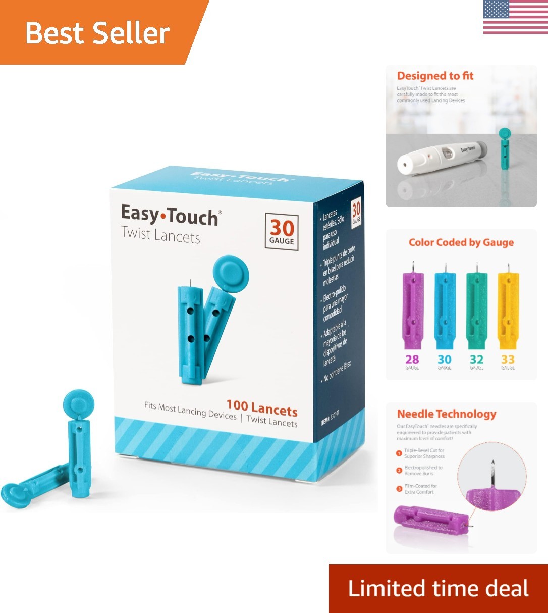 Twist Lancets - 30 G, 100 per Box