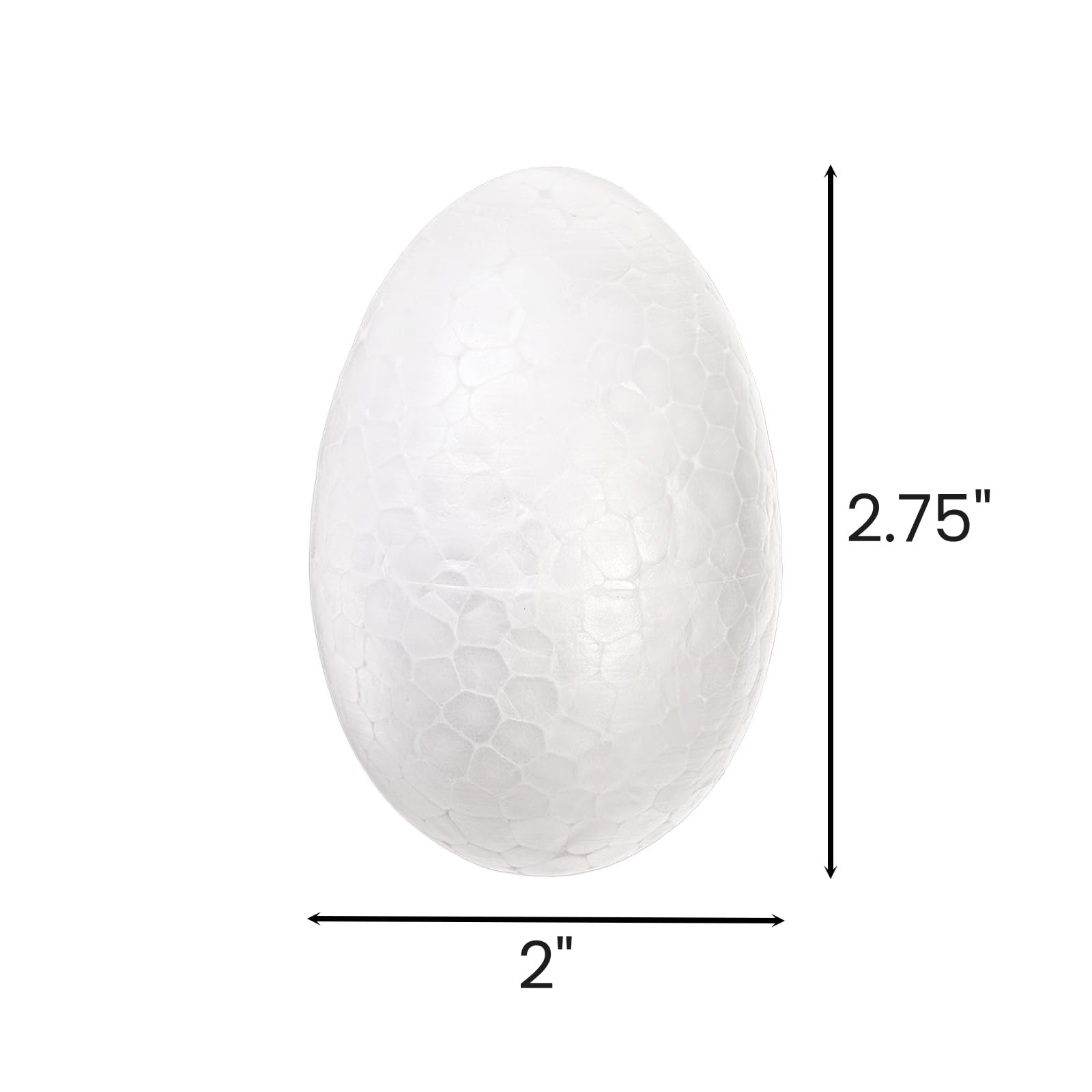 50 Pack 2.75 Inch Craft Foam Eggs, White Smooth Polystyrene Eggs for Christma...