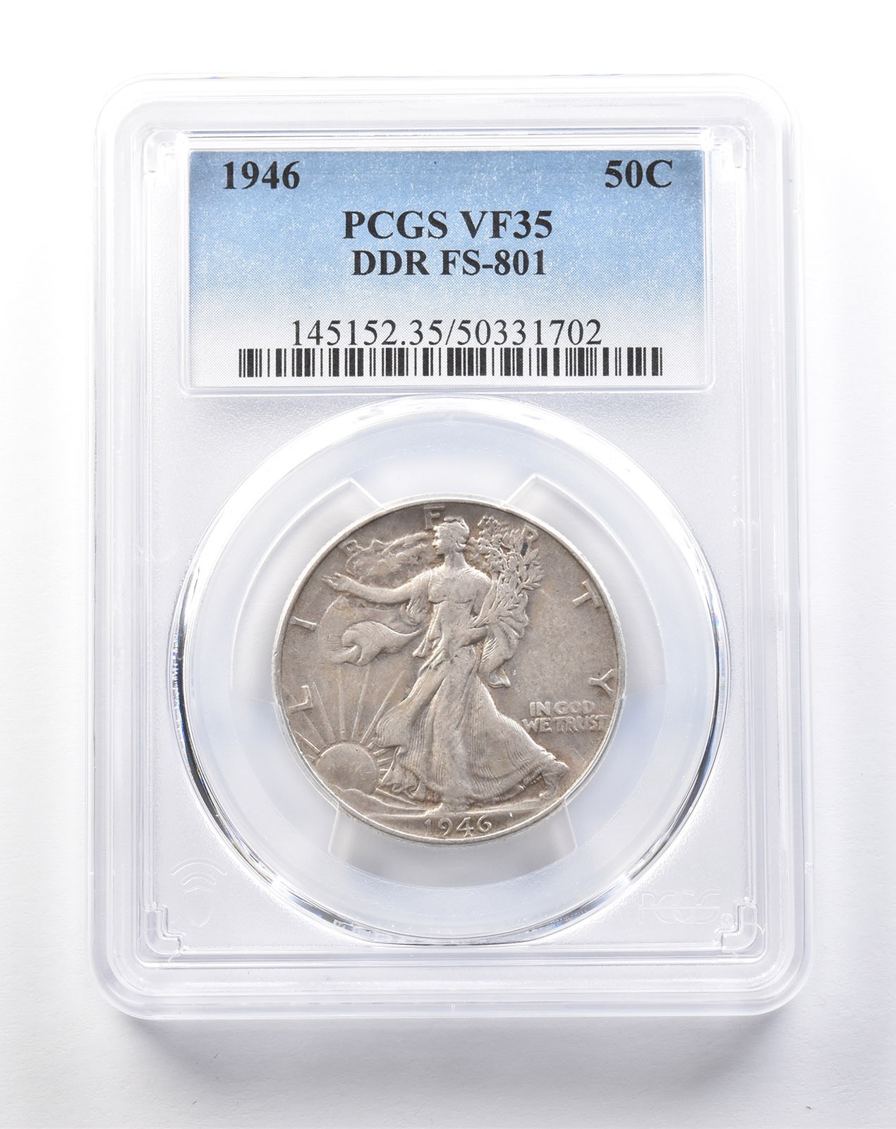 1946 Walking Liberty Half Dollar DDR FS-801 VF35 PCGS *5388