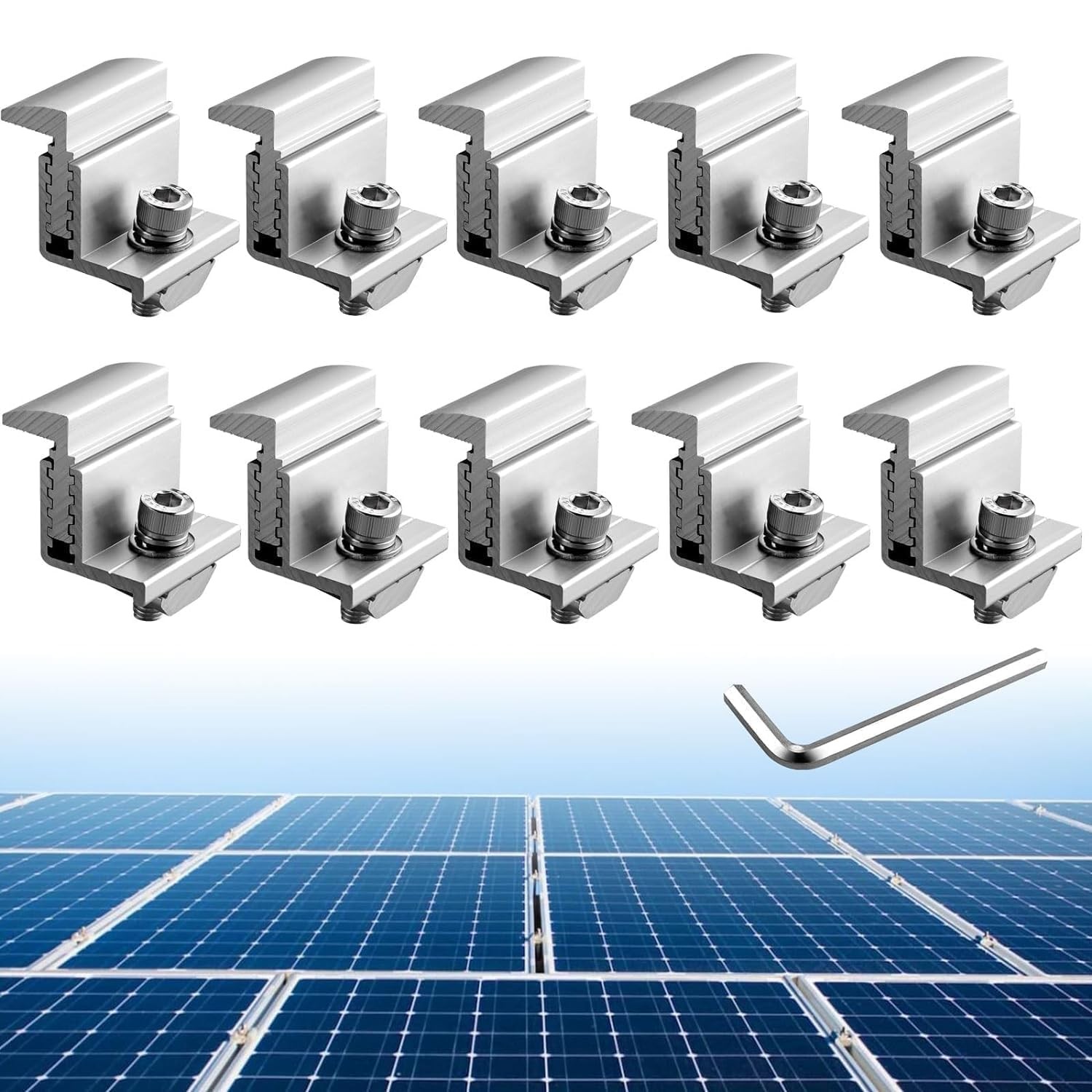 Solar Panel Mounting Brackets 30-50mm Adjustable, 10pcs Aluminum Solar Panel ...