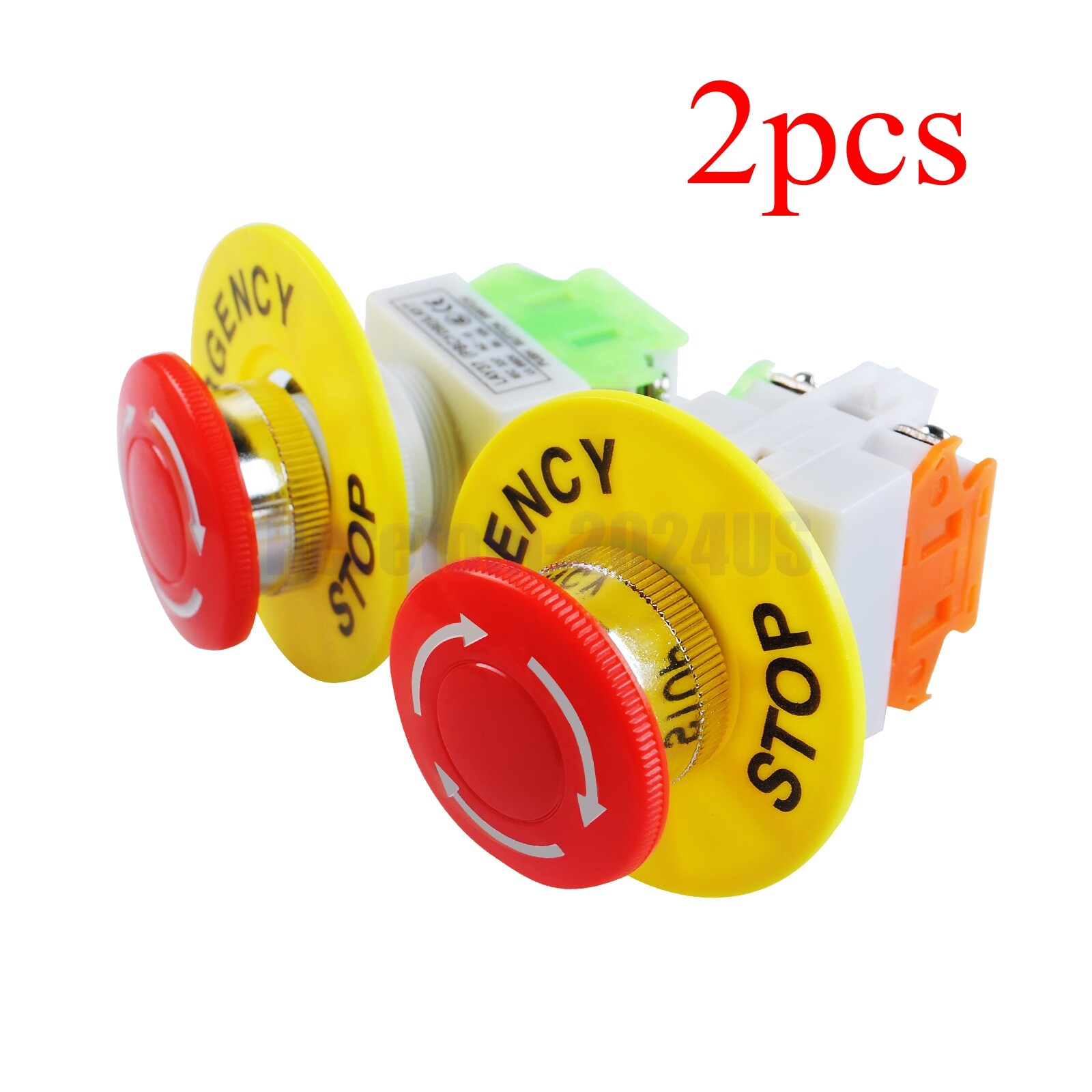 2PCS Emergency Stop Switch Push Button Mushroom Emergency Shut Off Switch Button