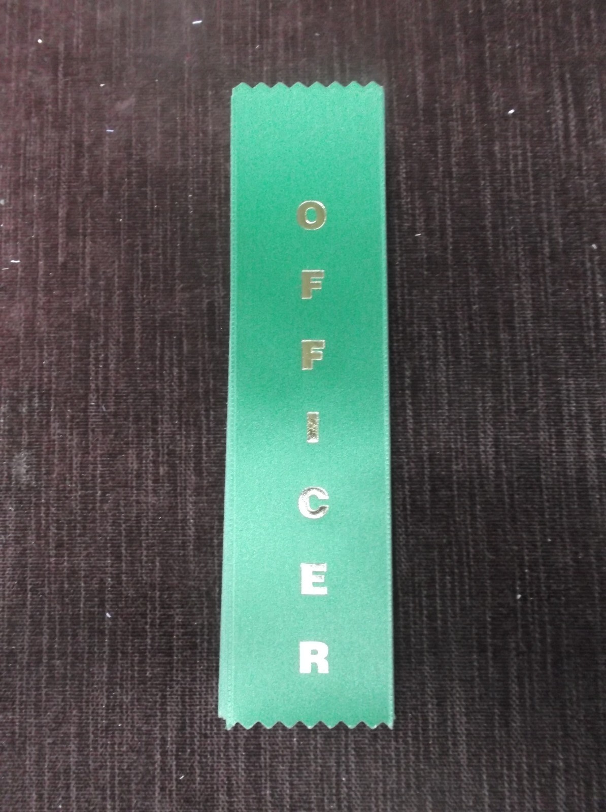 OFFICER green ribbon with gold foil letters lot of 9