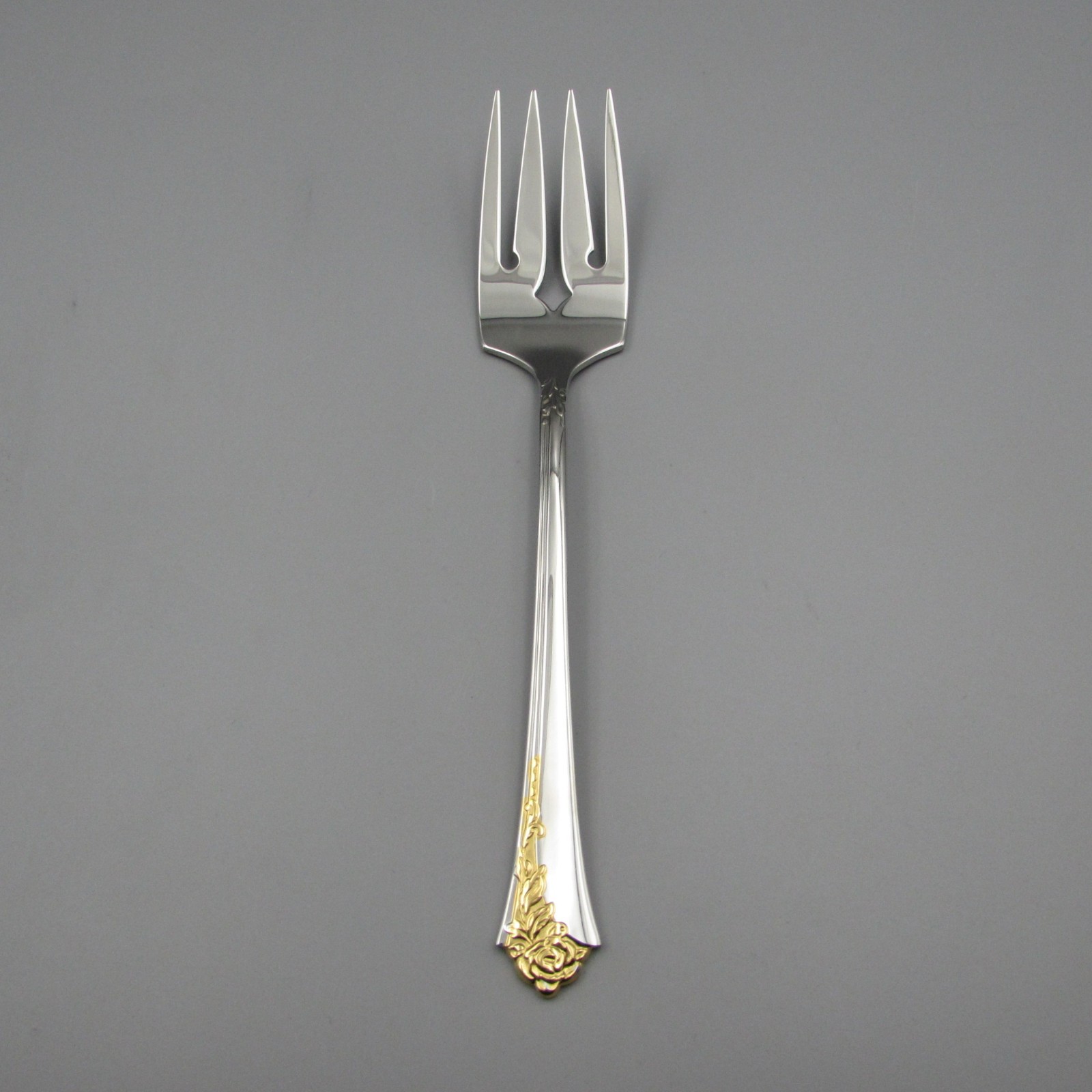 Oneida Stainless GOLDEN DAMASK ROSE Serving Fork NOS USA
