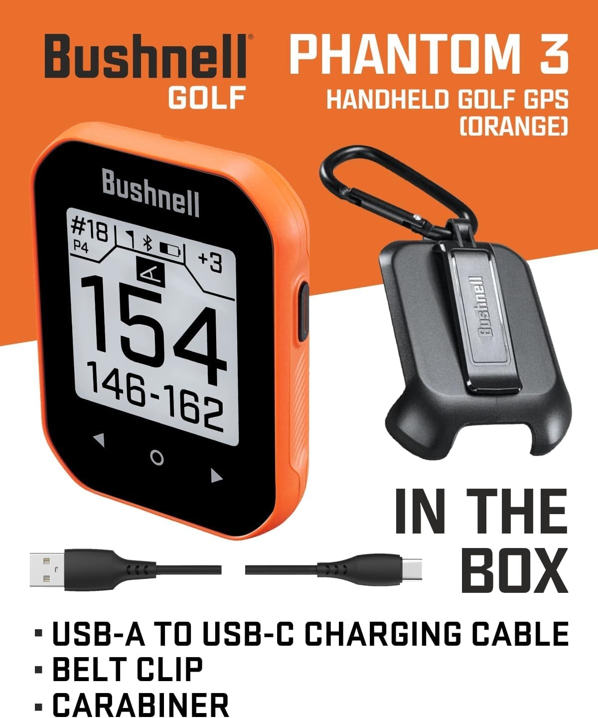 Bushnell Phantom 3 Touchscreen Handheld Golf GPS Slope Rangefinder - Orange -NEW