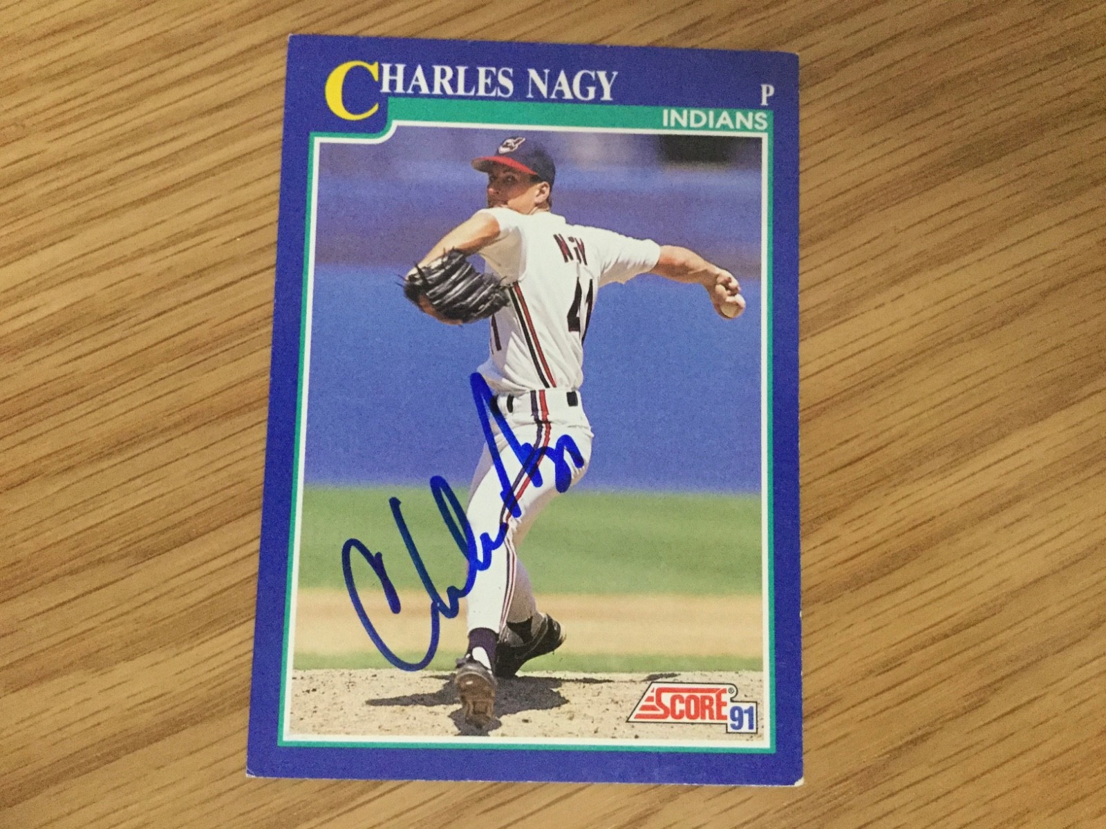 1991 Score Charles Nagy Autographed Baseball Card Indians Padres #75