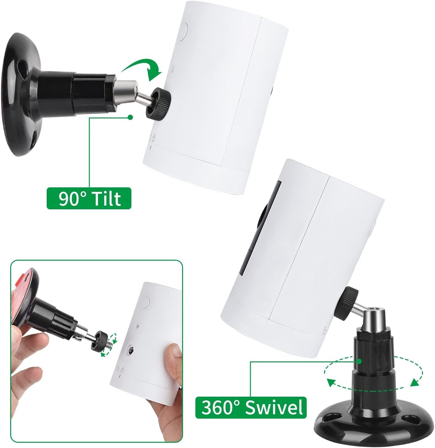 2-Pack Adjustable Wall Mount for Ring Stick Up Cam - Easy Screwless Installation