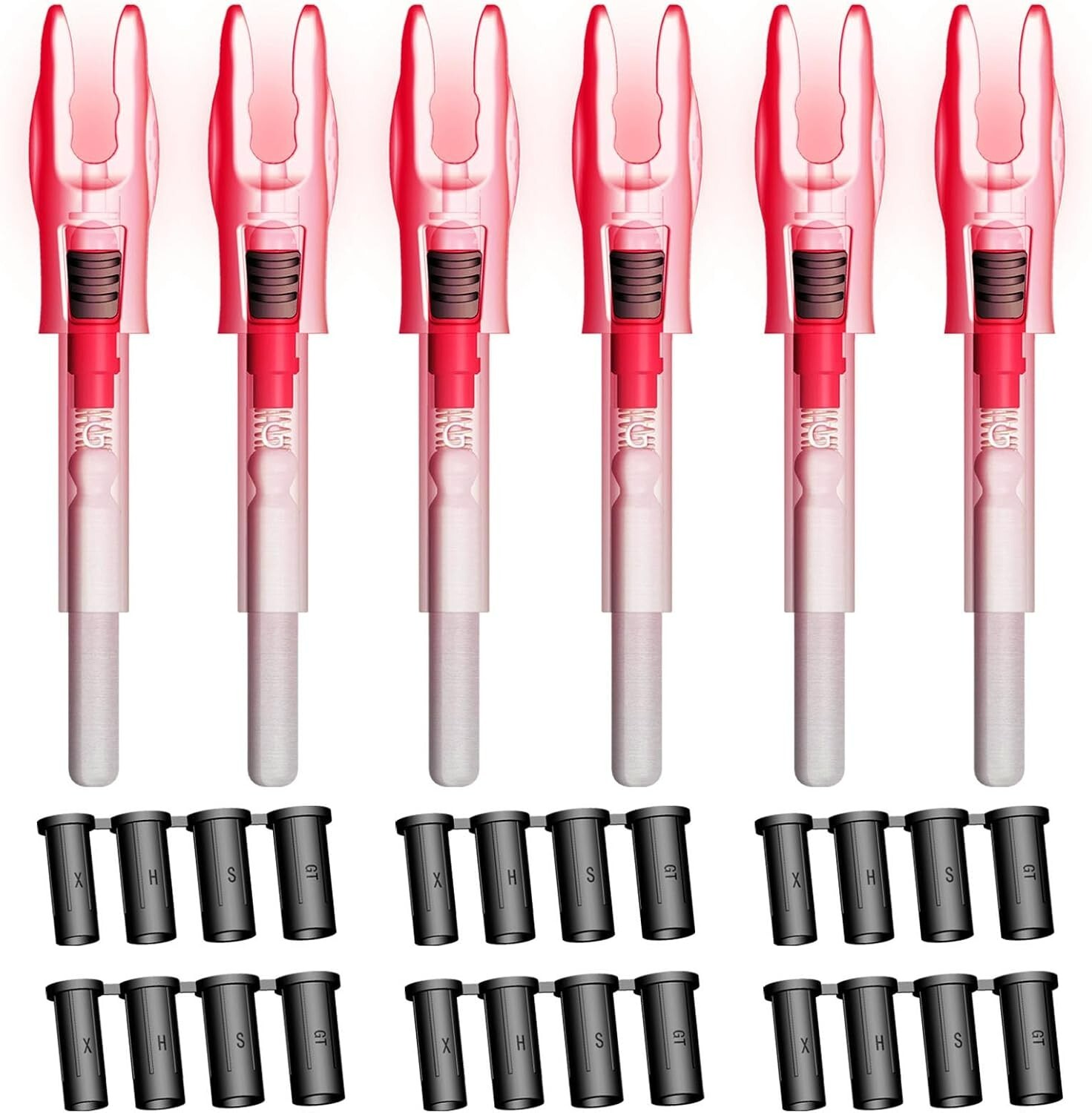"6PCS G Lighted Nocks for Arrows .165 .204 .233 .244 .246 with On/Off Switch wit