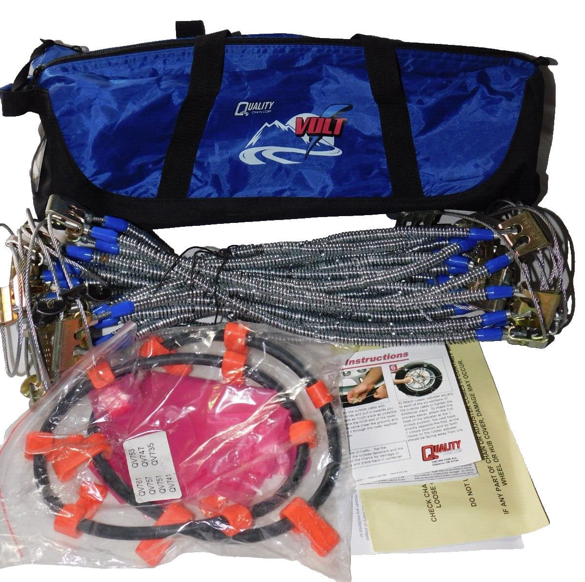 QV735 VOLT LT Light Truck Diagonal Cable Premium Tire Chains in bag 1 Pair, NEW