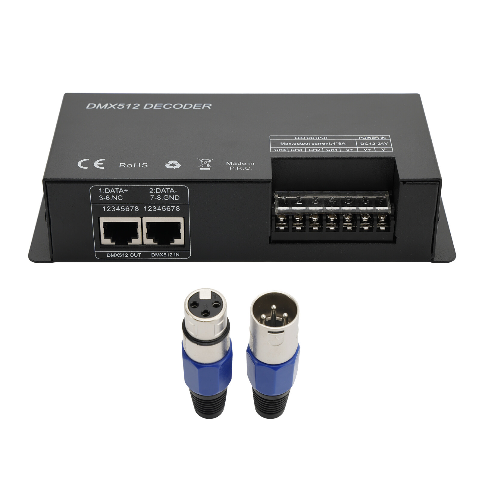 4 Channel DMX 512 Decoder RGBW PWM Dimmer Driver LED Strip Light Controller A B9